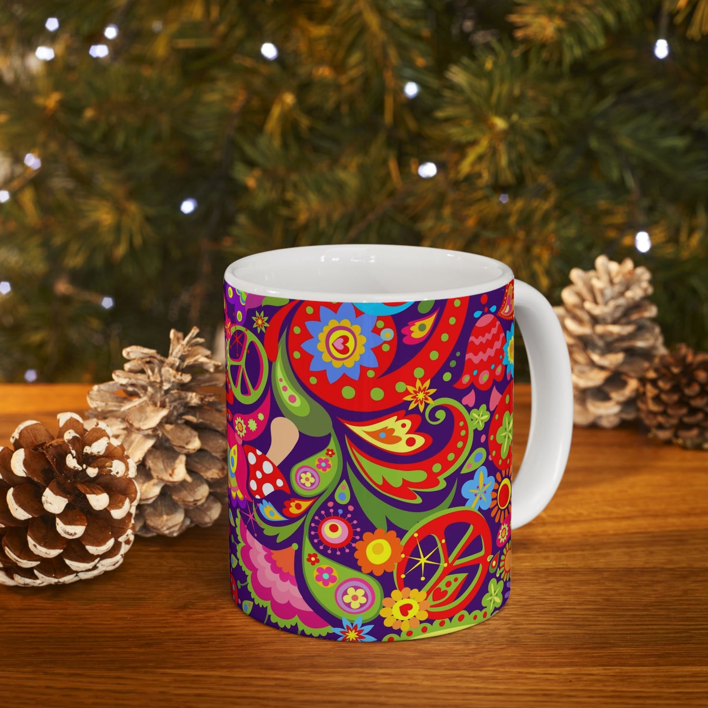 Colorful Peace-Themed Ceramic Mug