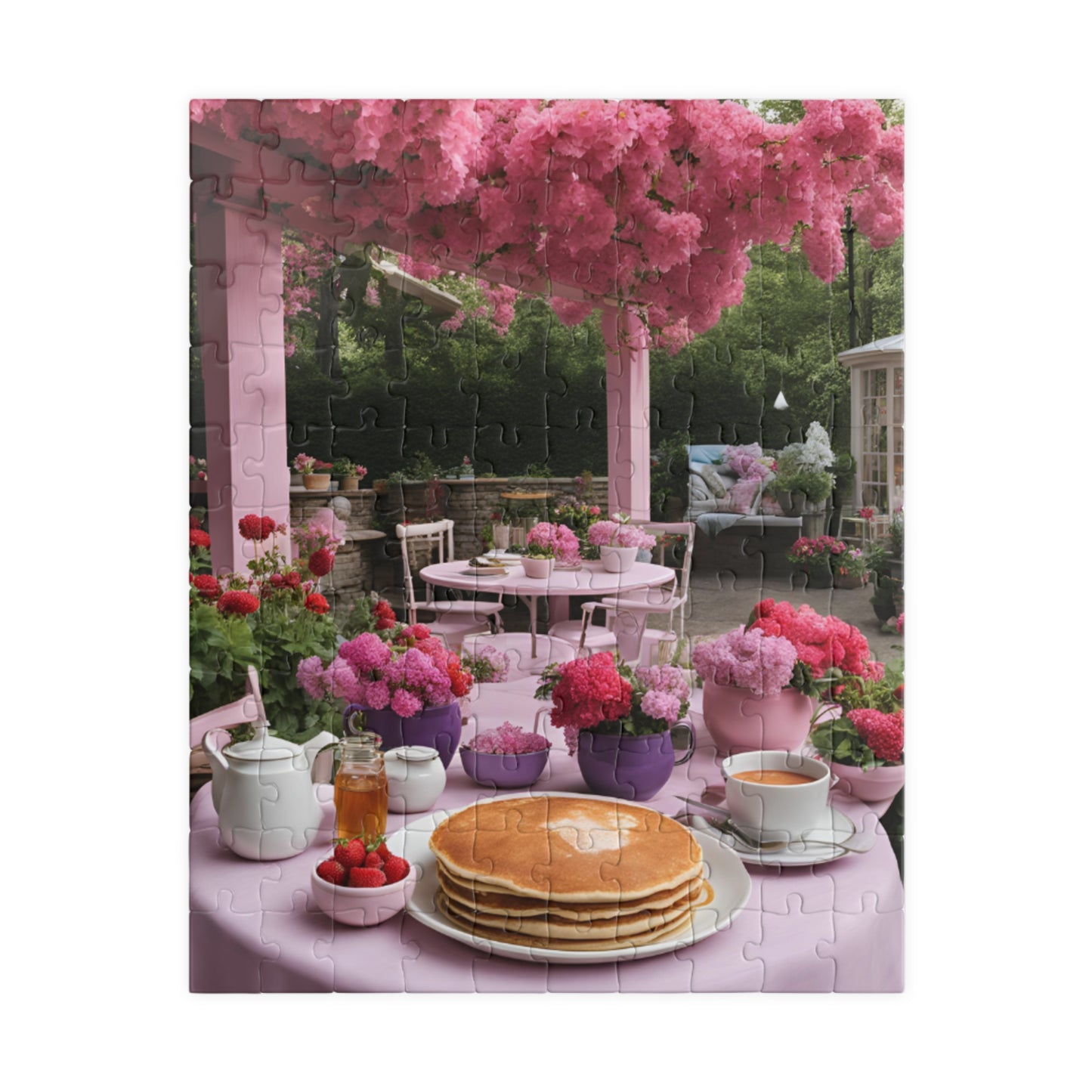 Pink Floral Café: Pancake Breakfast Bliss Puzzle - 110, 252, 520, 1014 Pieces
