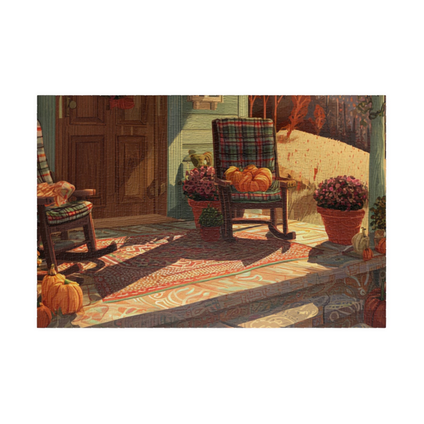Autumn Porch Scene Jigsaw Puzzle — Cozy Fall Pumpkin Puzzle (110–1014 Pieces)