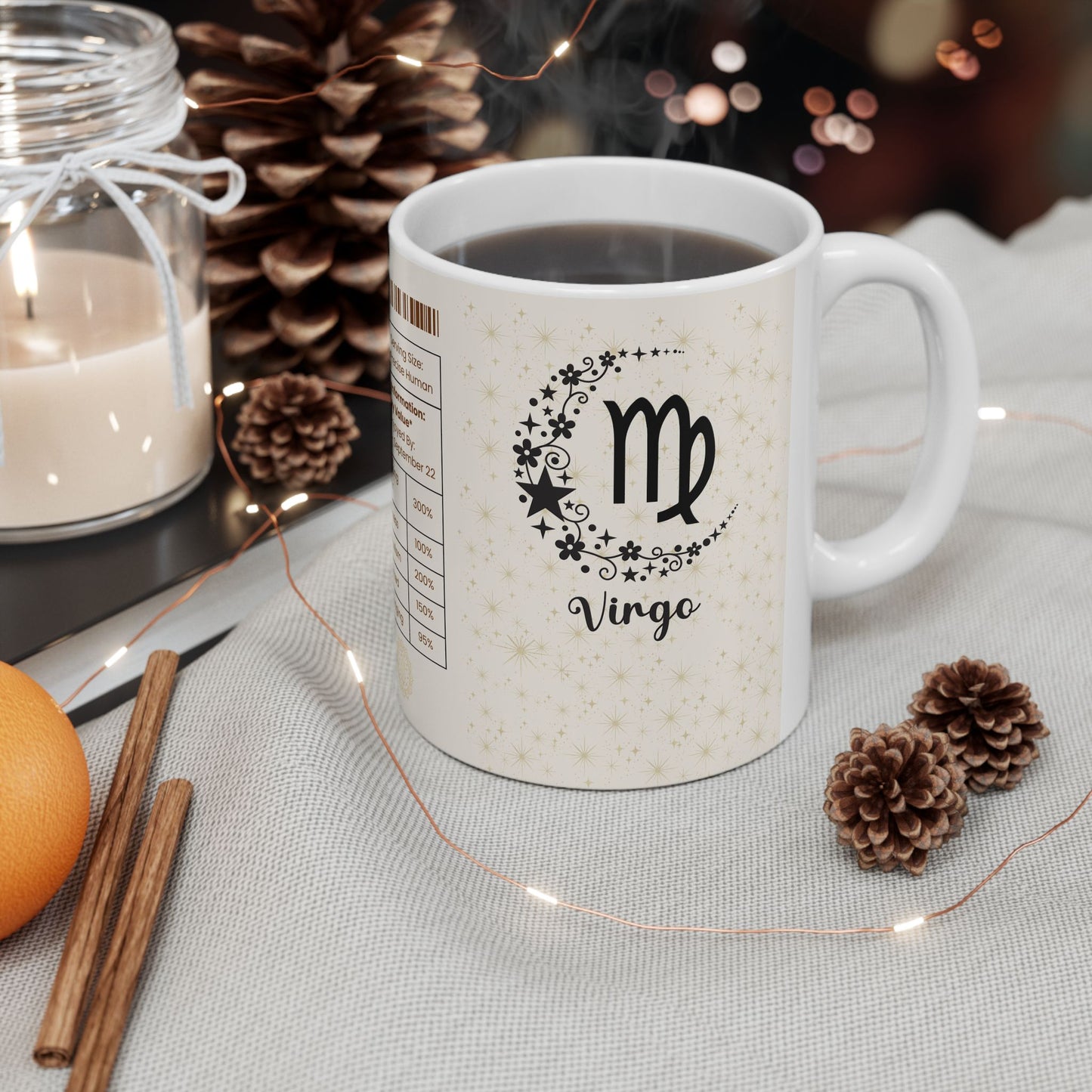 Virgo Nutrition Facts Mug, Funny Astrology Gift, Zodiac Ceramic Mug 11oz & 15oz, Birthday Gift for Virgo, Astrology Lover Gift