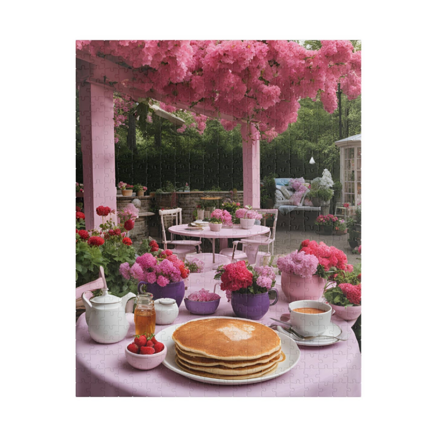 Pink Floral Café: Pancake Breakfast Bliss Puzzle - 110, 252, 520, 1014 Pieces