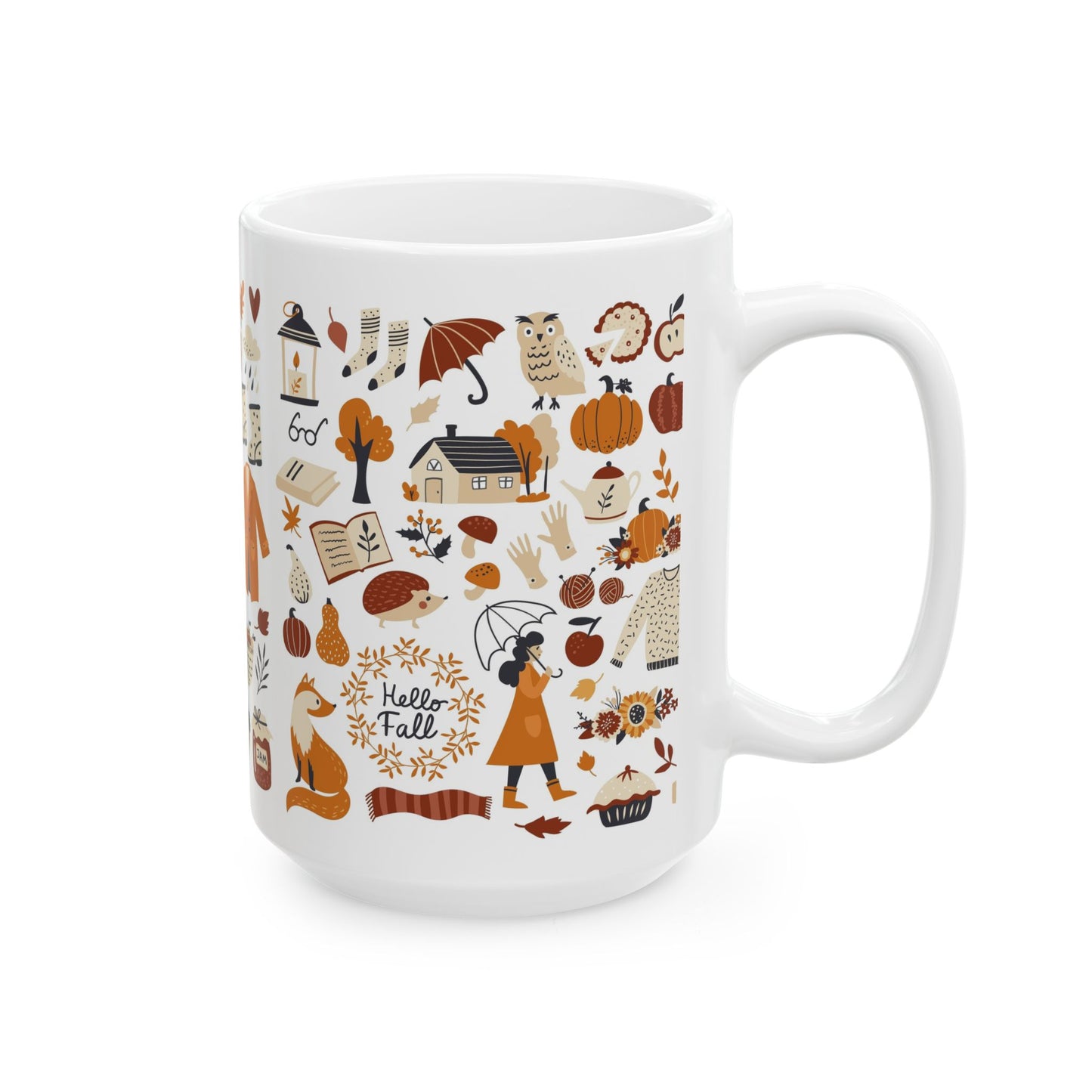 Cozy Autumn Ceramic Mug, Fall Coffee Cup, Pumpkin Spice Gift, Seasonal Kitchen Decor, Cute Fox Design, Perfect For Fall Celebrations
