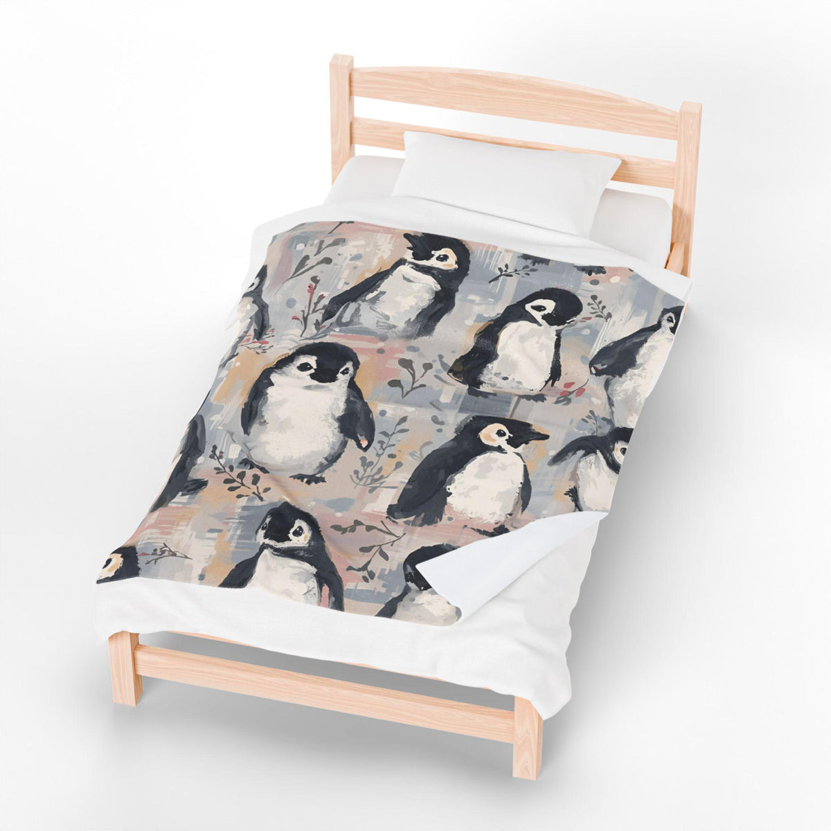 Whimsical Penguin Velveteen Plush Blanket | Adorable Winter Throw | Cozy Soft Blanket Gift | Cute Penguin Decor | Warm Plush Fleece Blanket