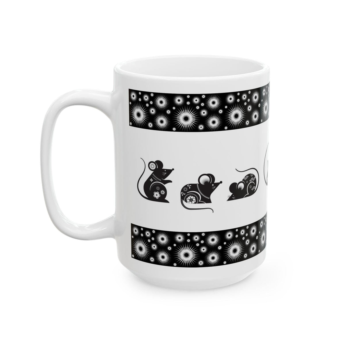 Whimsical Mouse Moments Ceramic Mug, Gift for Animal and Mouse Lovers, Perfect for Birthdays, 11oz and 15 oz Mugs