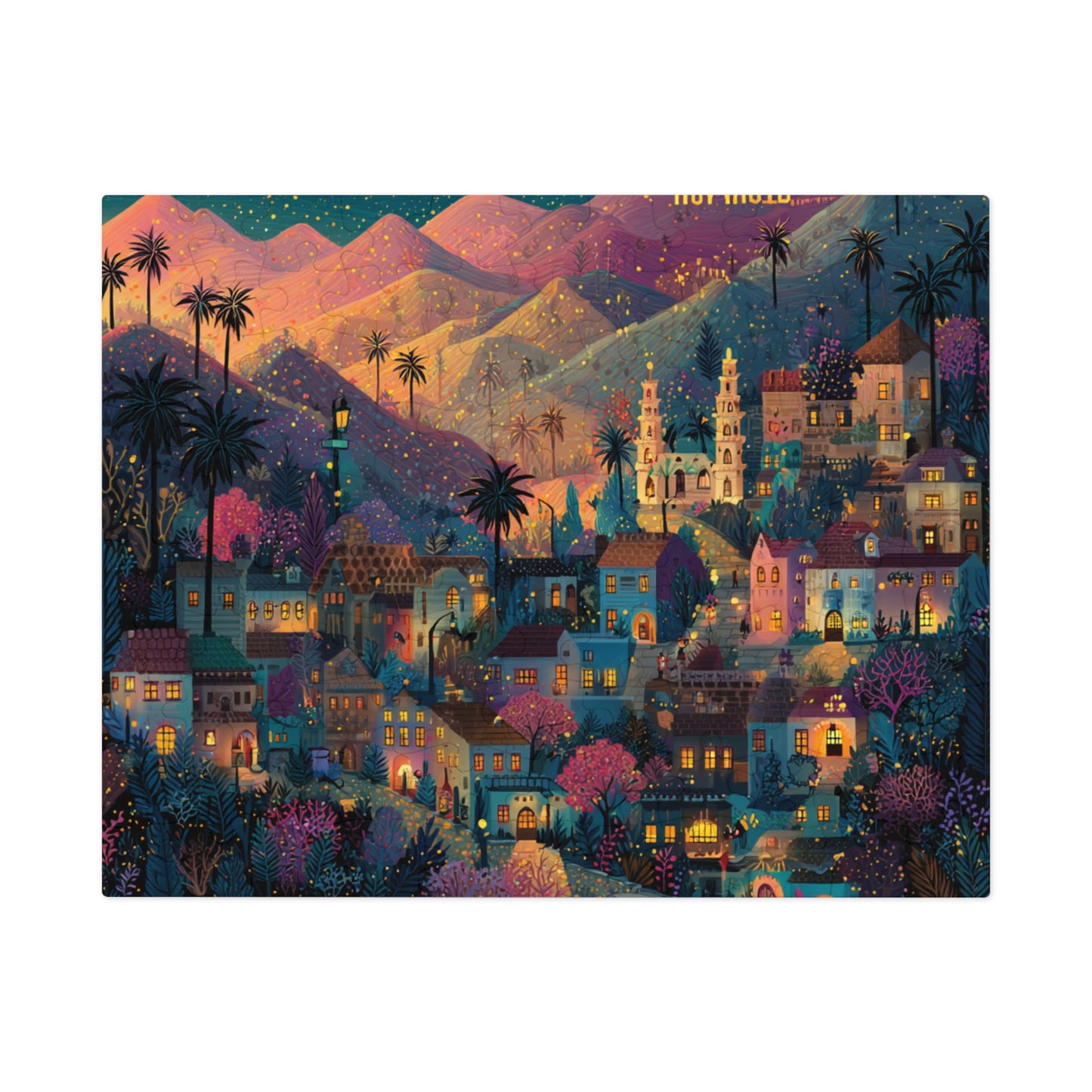 Los Angeles: The Magic of Hollywood Jigsaw Puzzle with Tin