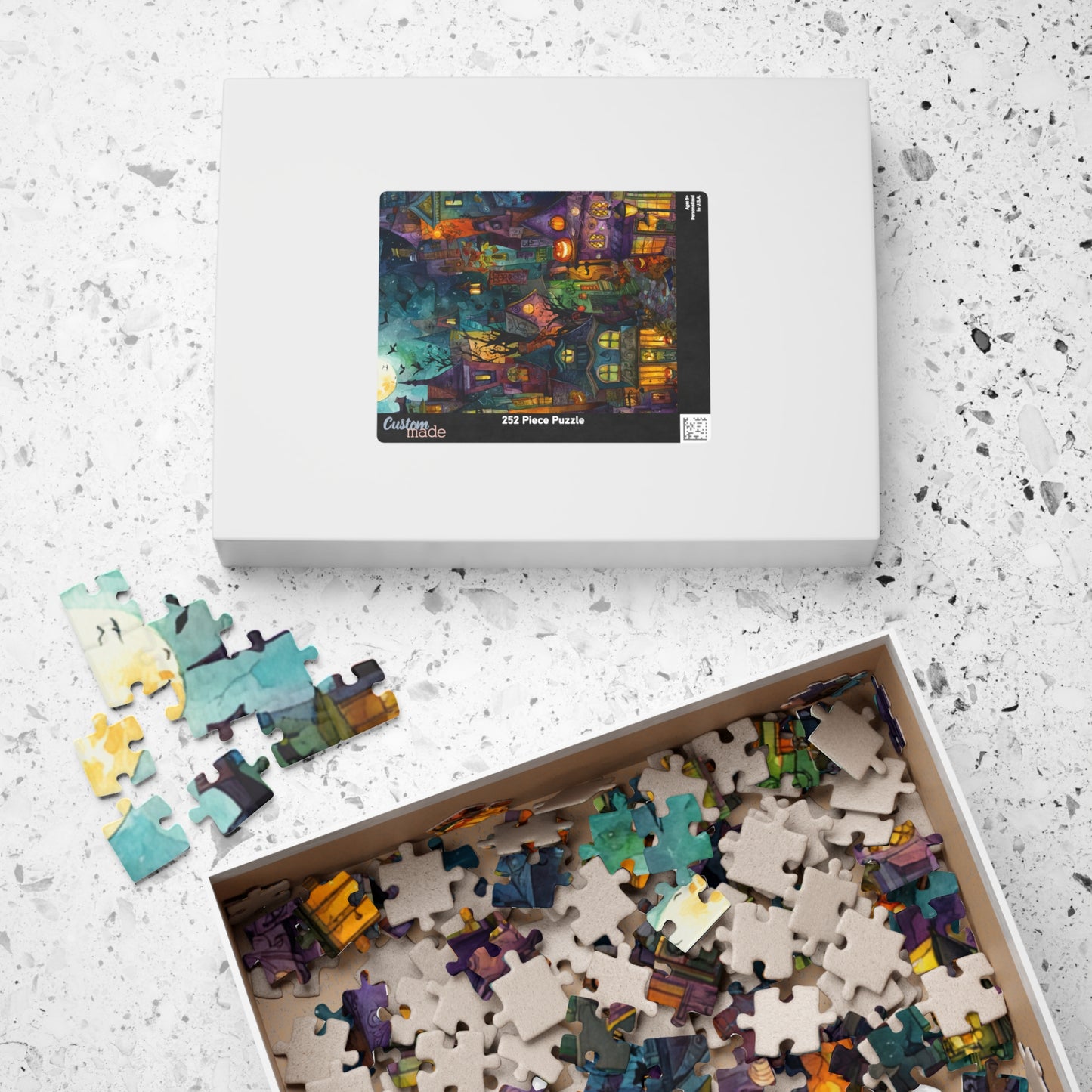 Spookington Village Collection, Halloween Bat Spectacular Puzzle, Whimsical Haunted Town Jigsaw for Kids & Adults, Halloween Decor, Family Game Night