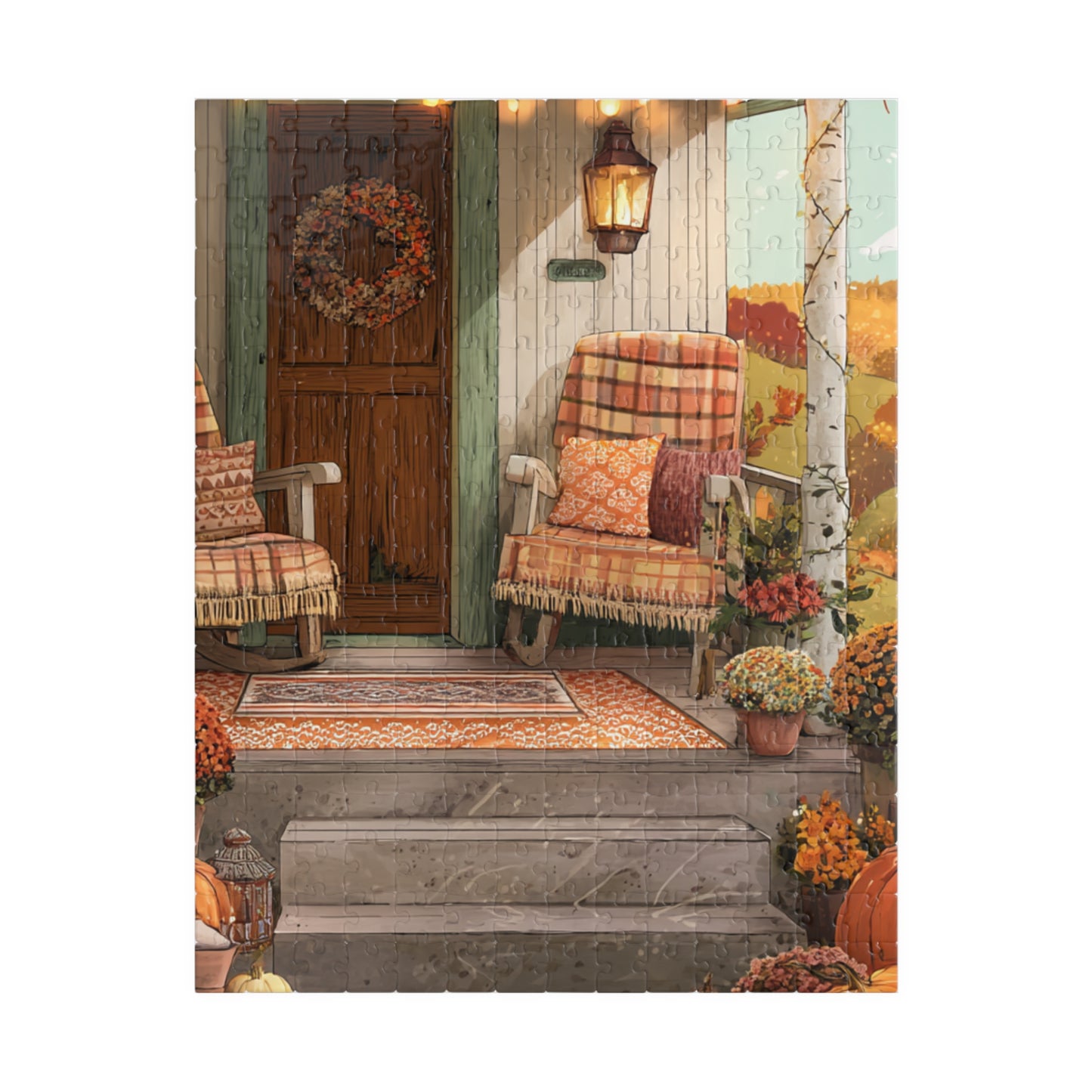 Autumn Porch Puzzle – Cozy Fall Front Porch Jigsaw (110/252/520/1014 pcs)