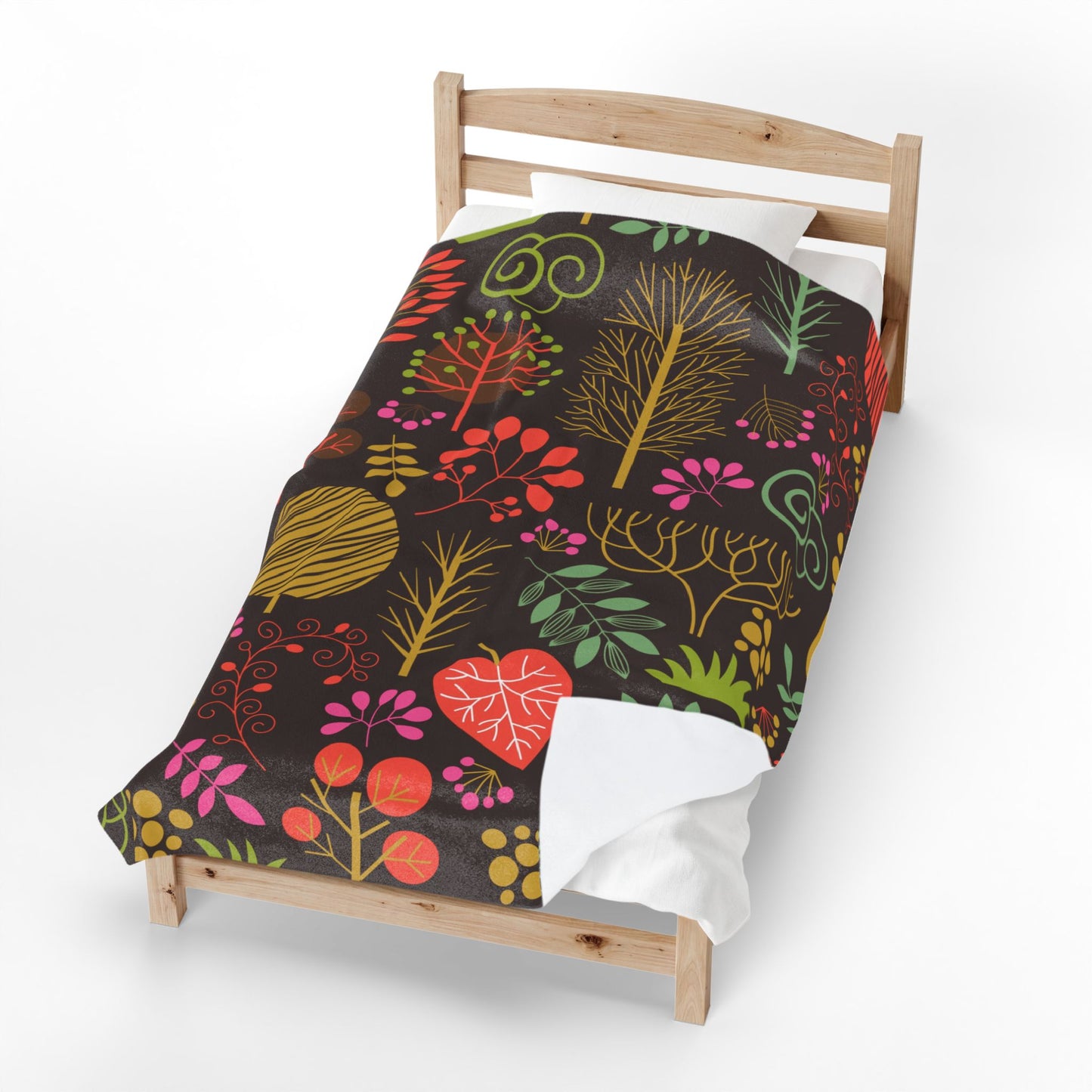 Floral Forest Velveteen Plush Blanket