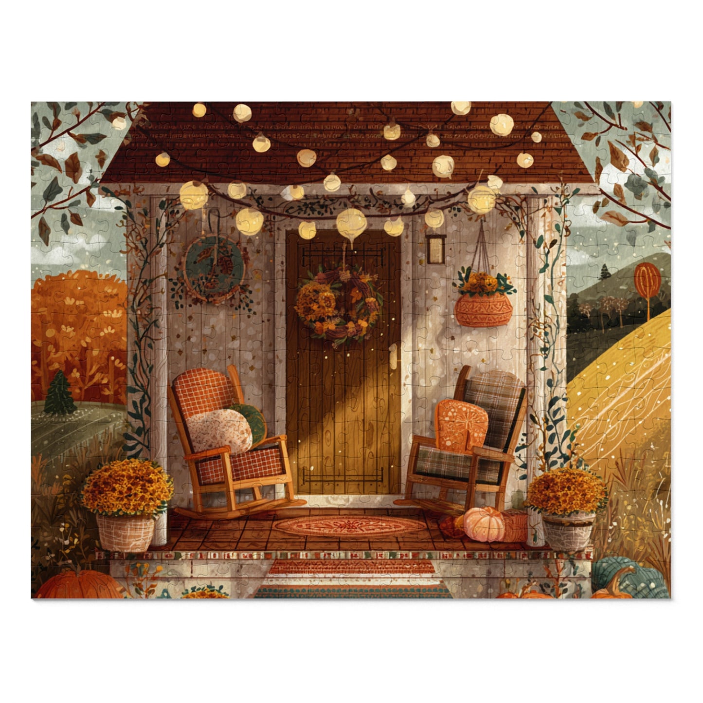 Pumpkin Hollow Porch Puzzle | Rustic Fall Countryside Scene | Cozy Autumn Jigsaw Gift | Jazz N’ Coffee Puzzles