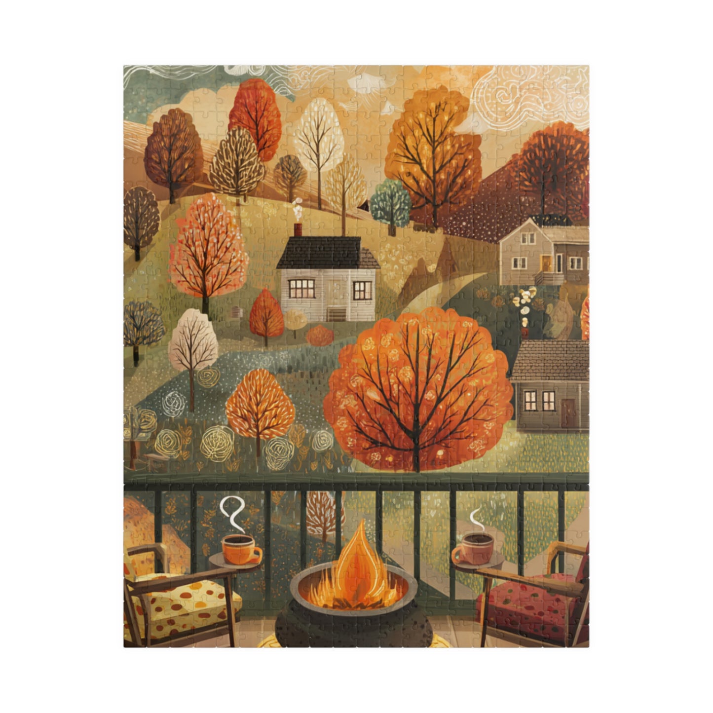 Autumn Evening Puzzle — Cozy Fall Landscape Jigsaw (110/252/520/1014 pcs)