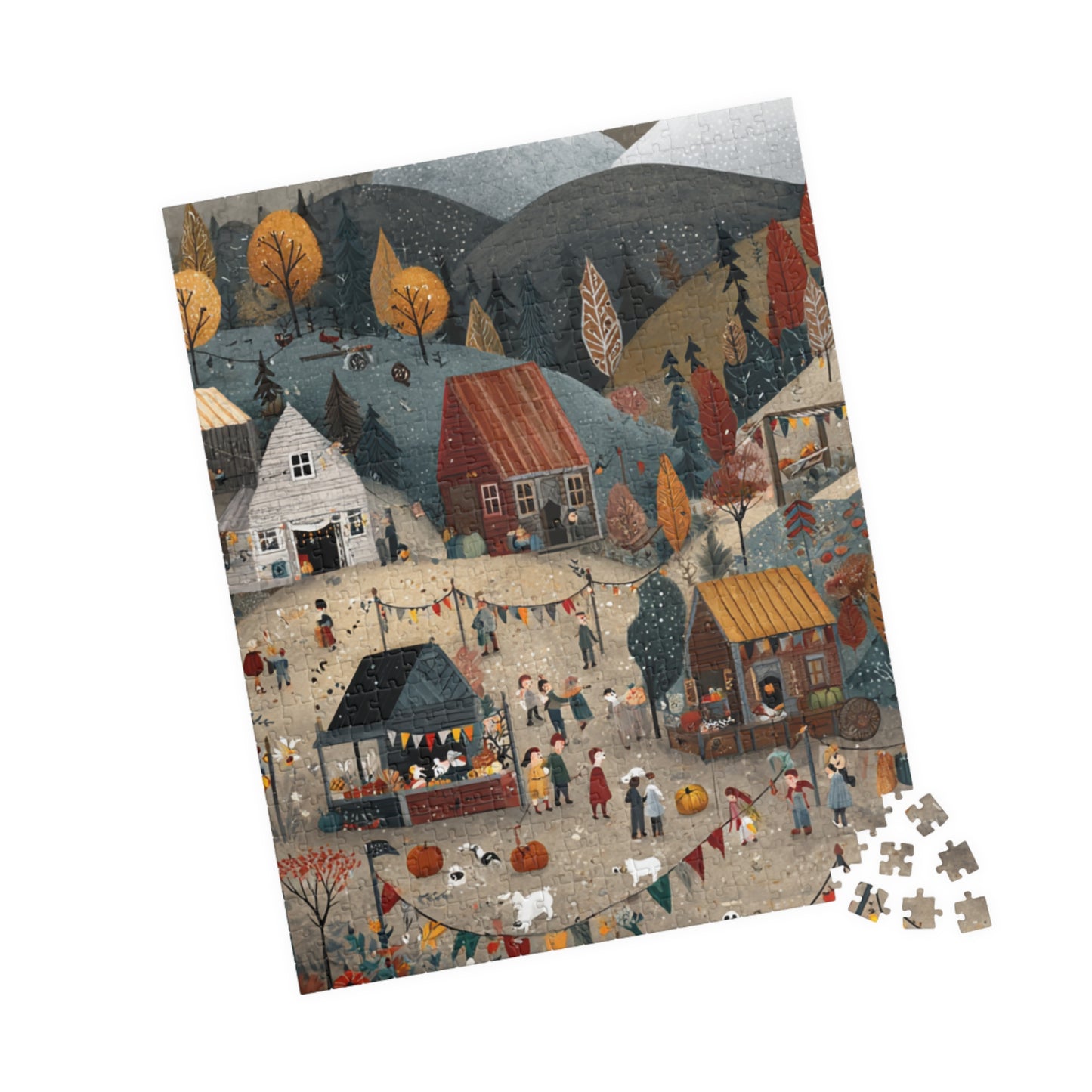 Autumn in a Countryside Village Puzzle | Scenic Fall Landscape | Cozy Autumn Jigsaw | Gift for Nature & Puzzle Lovers | Jazz N’ Coffee Puzzles