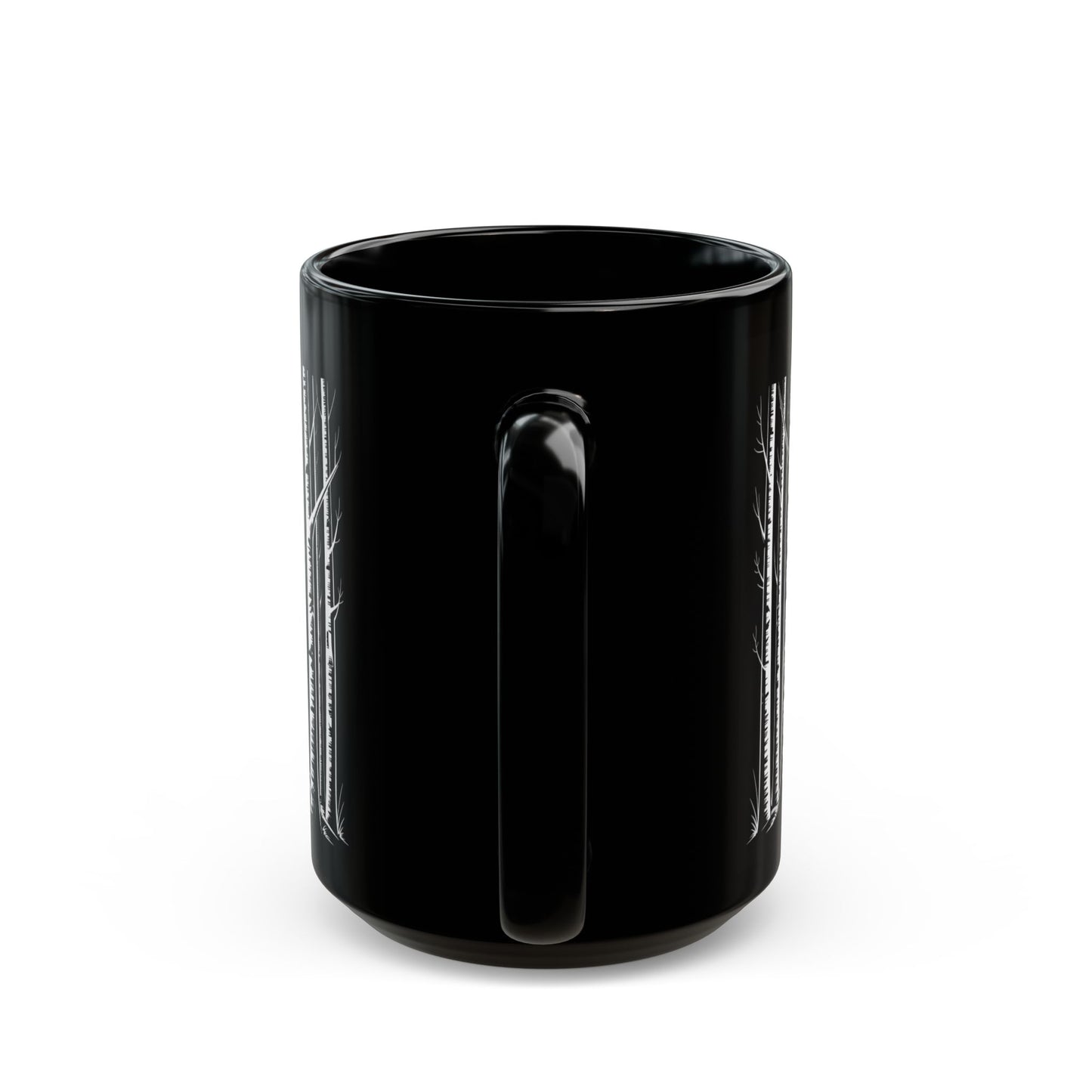 Wolf Howling at the Moon Forest Mug — Black Ceramic Coffee Cup (11oz, 15oz)