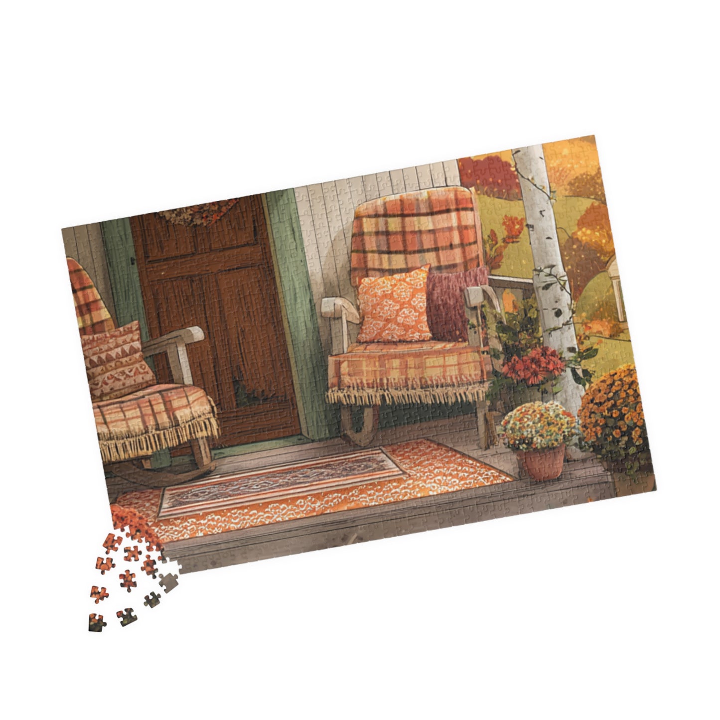 Autumn Porch Puzzle – Cozy Fall Front Porch Jigsaw (110/252/520/1014 pcs)