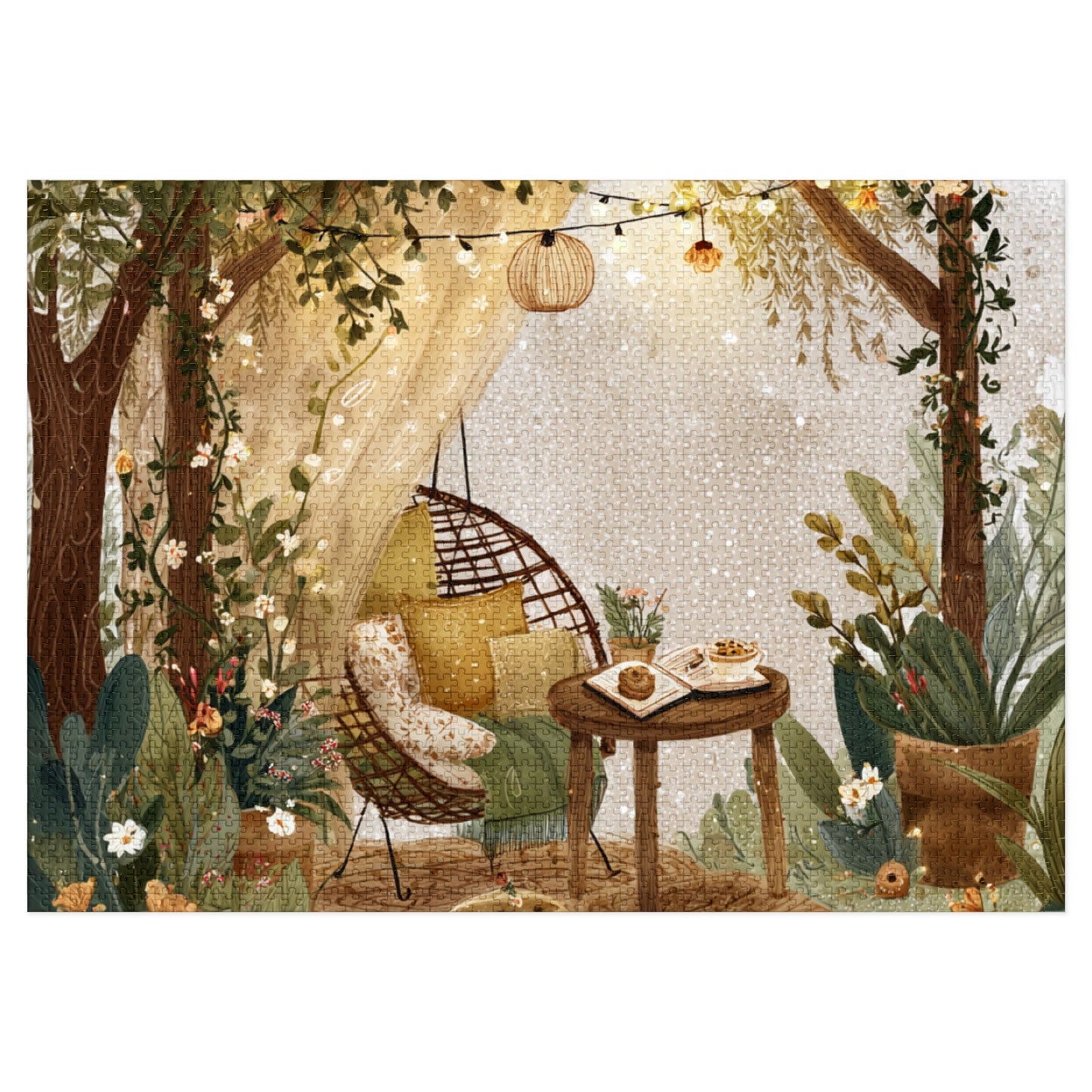 Cozy Garden Retreat Jigsaw Puzzle with Tin – 500-Piece Tranquil Reading Nook Scene