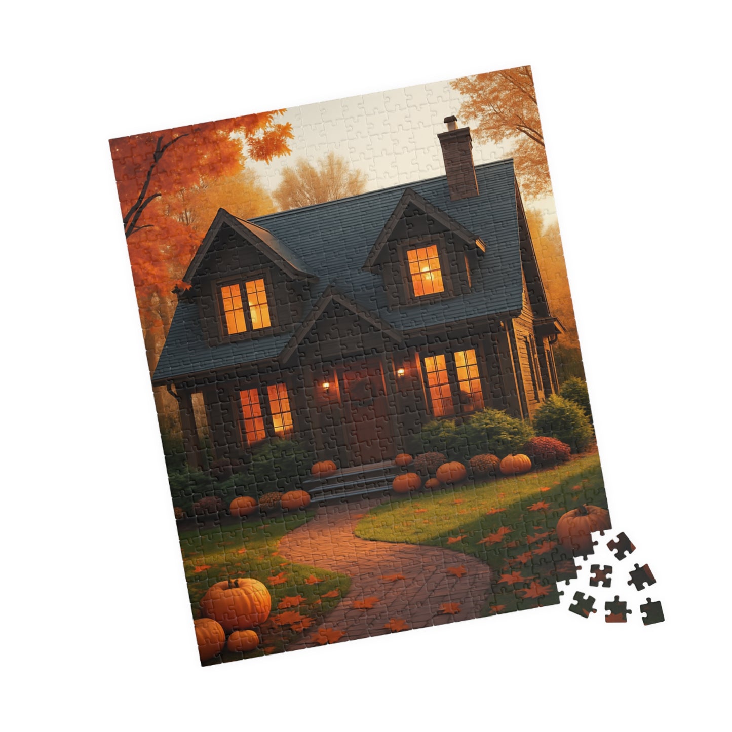 Autumn Cottage Jigsaw Puzzle – Cozy Pumpkin House 252/520/1014 pcs