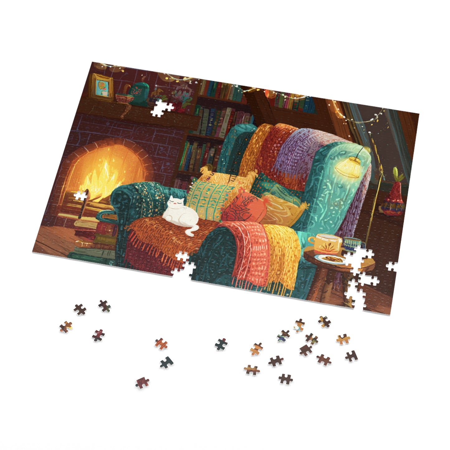 Cozy Cat Jigsaw Puzzle with Tin, Fun Family Activity, Cat Lovers Gift, Home Decor, Relaxing Indoor Game, Perfect for Holidays