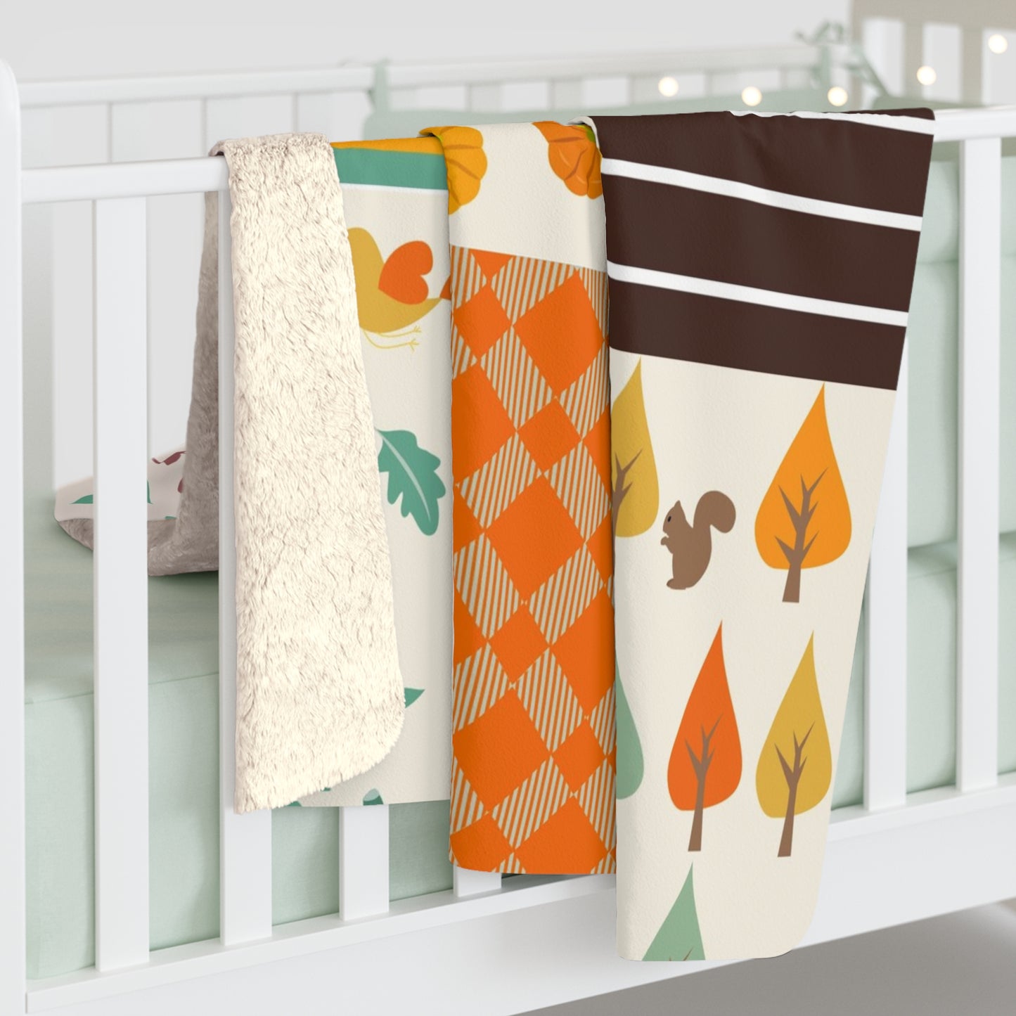 Cozy Autumn Sherpa Blanket | Pumpkin & Leaf Fleece Throw | Fall Decor Accent | Soft Plush Warm Blanket Gift | Jazz N’ Coffee Puzzles