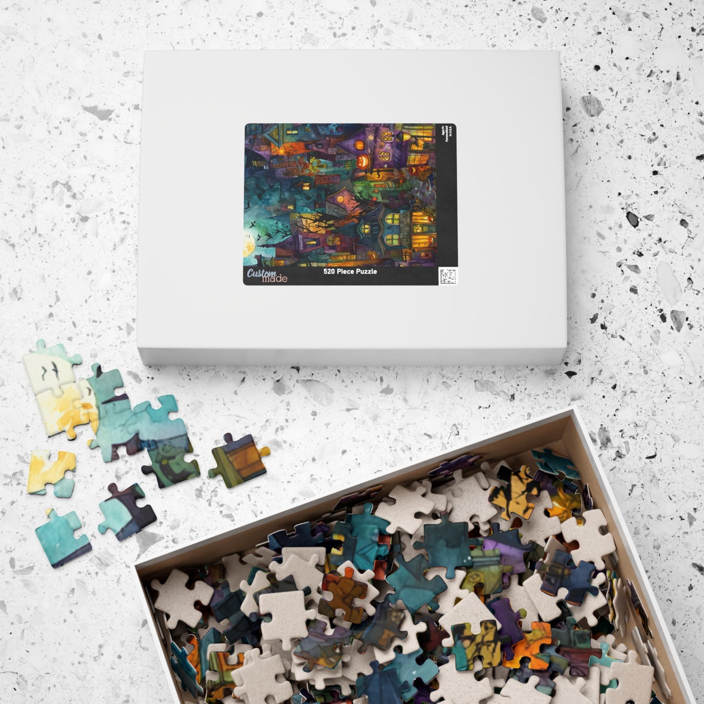 Spookington Village Collection, Halloween Bat Spectacular Puzzle, Whimsical Haunted Town Jigsaw for Kids & Adults, Halloween Decor, Family Game Night