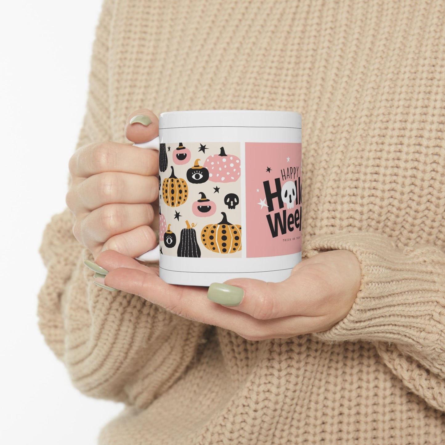 Trick or Treat Mug, Halloween Coffee & Tea Mug, Cute Pumpkin Design, 11 oz and 15 oz mugs, Perfect Halloween Gift