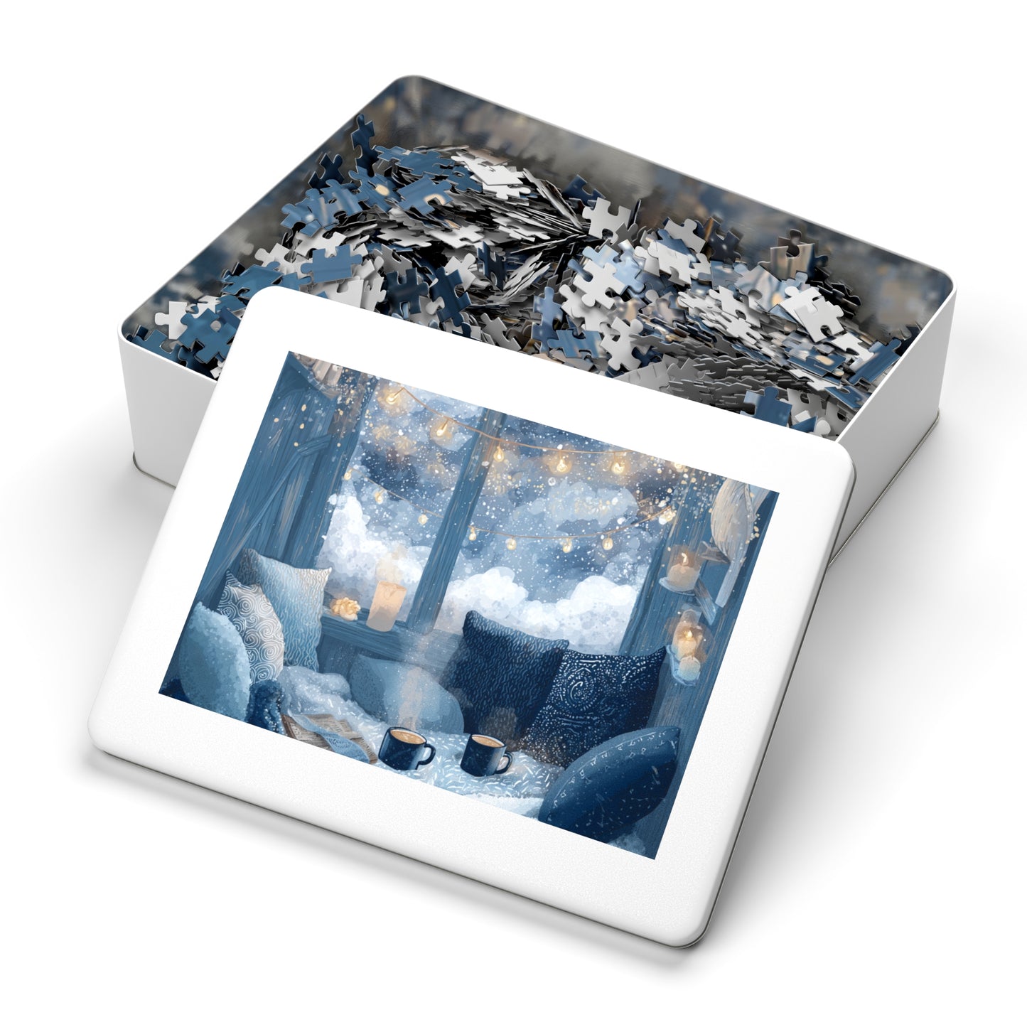 Snowy Window Glow Cozy Winter Night Hygge Jigsaw for Relaxing Evenings & Holiday Gifts