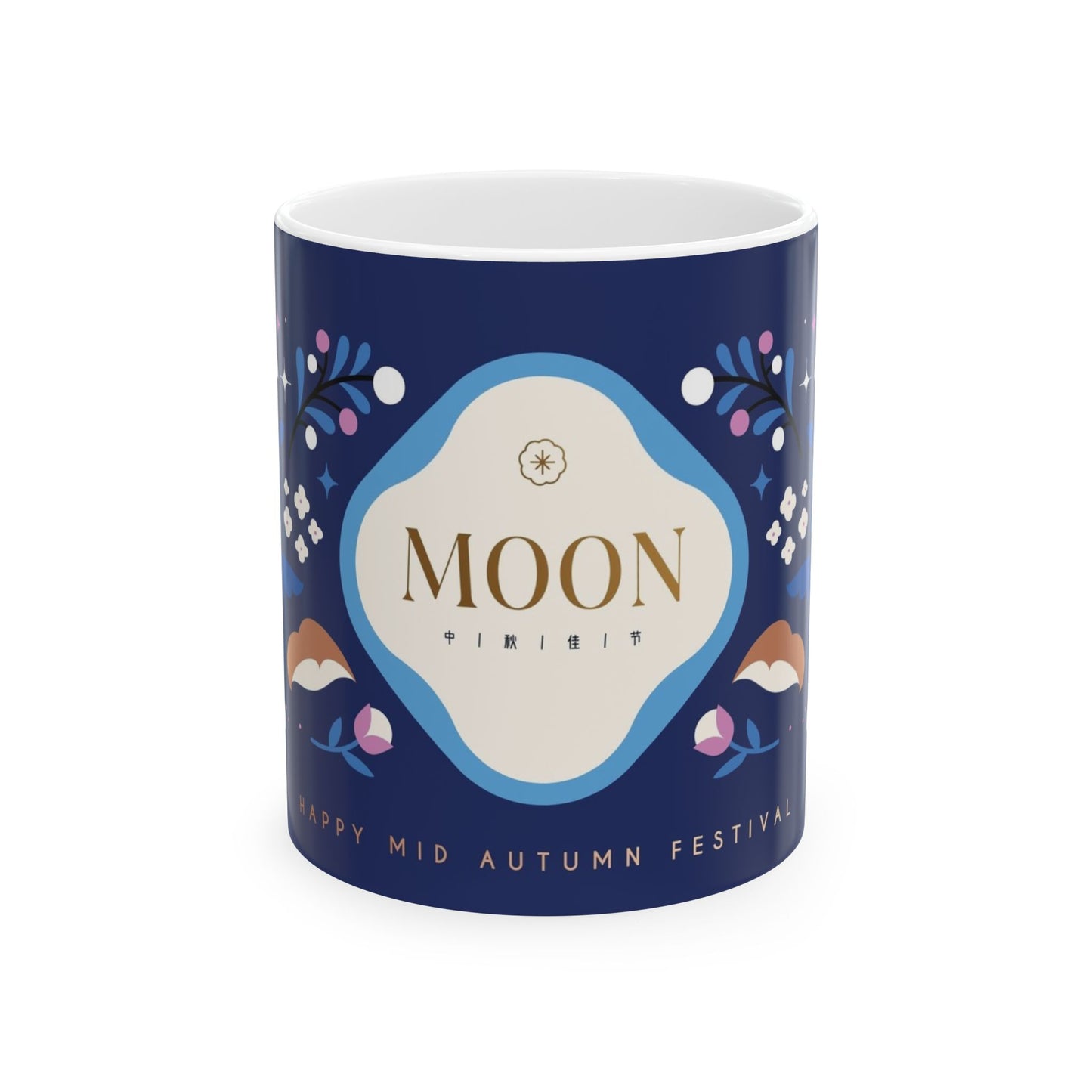 Mid-Autumn Festival Ceramic Mug,  Mid Autumn Festival Mug, Moon Rabbit Coffee Cup, Bunny Tea Mug, Asian Holiday Gift, 11oz & 15oz Mug
