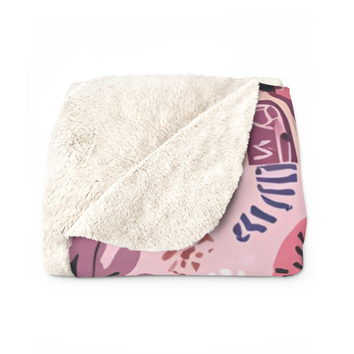 Whimsical Pink Gingerbread House Sherpa Fleece Blanket | Cozy Christmas Throw | Soft Plush Blanket Gift | Sweet Holiday Decor