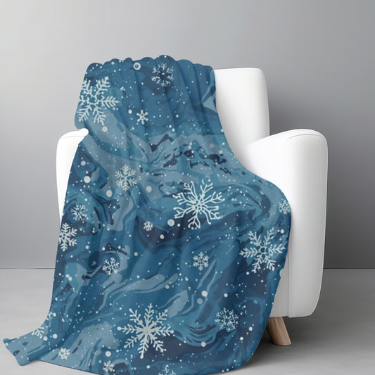 Winter Snowflake Velveteen Plush Blanket | Soft Winter Blanket Gift for Her | Elegant Snowflake Decor | Warm Plush Fleece