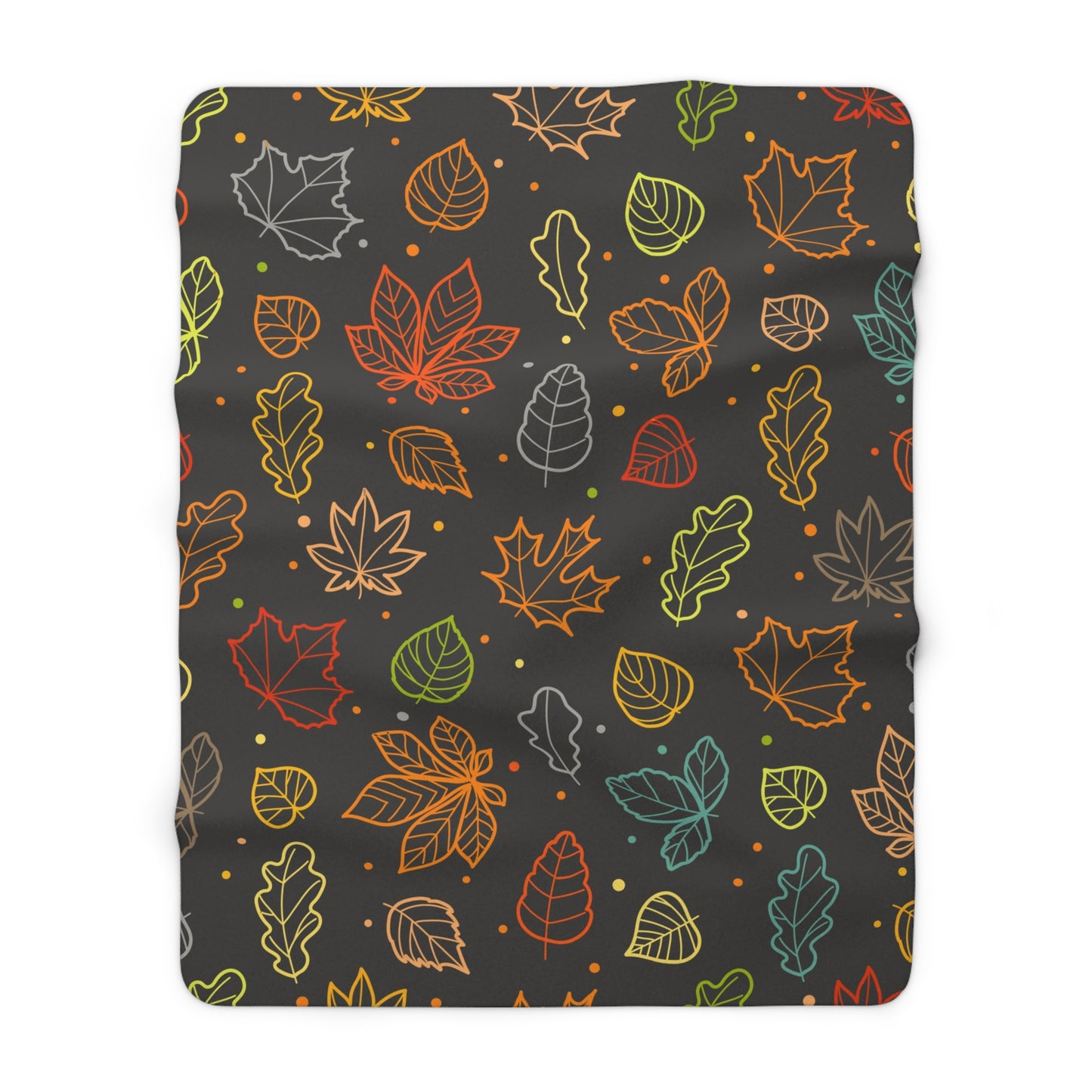 Autumn Leaves Sherpa Blanket — Cozy Fall Throw with Colorful Leaf Pattern