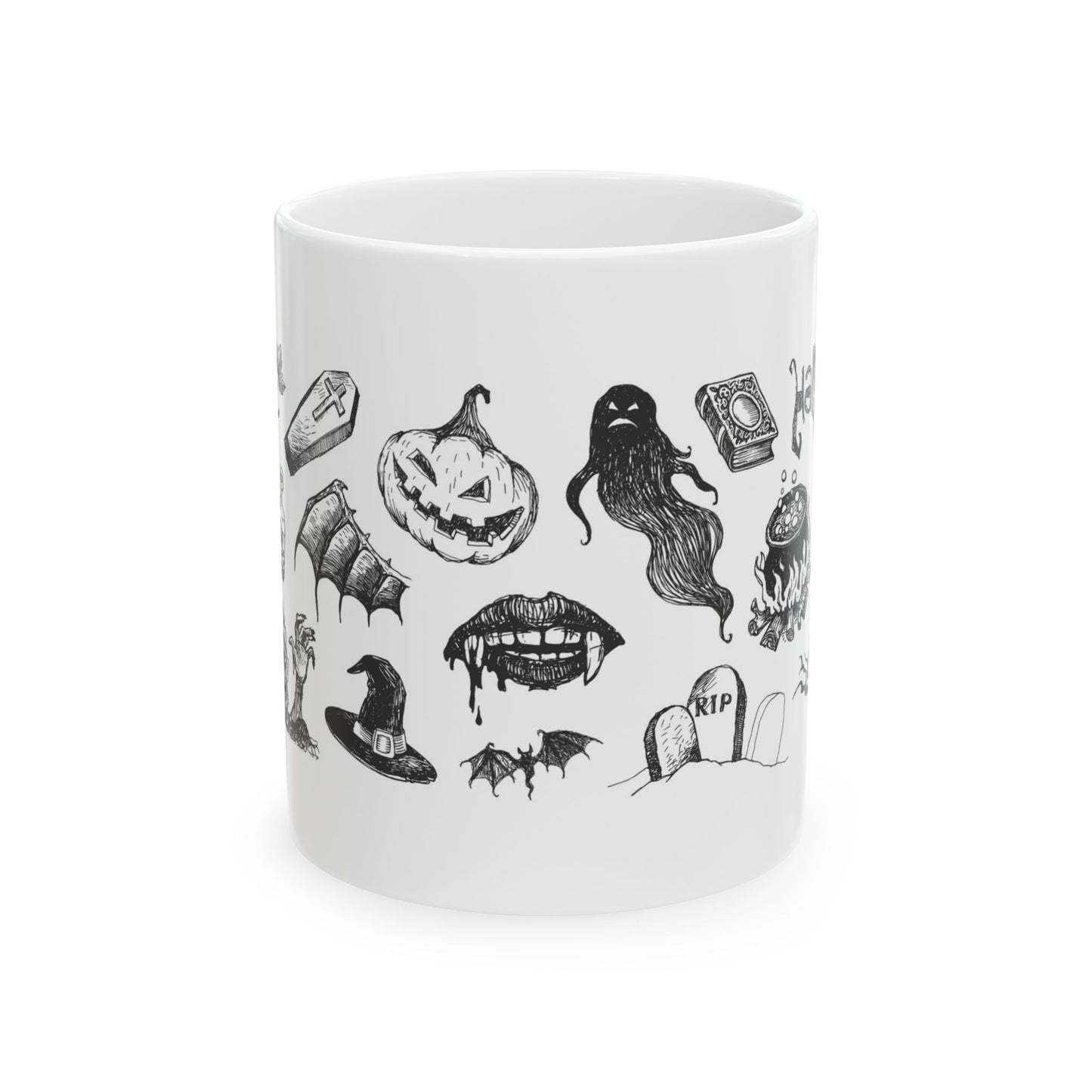 Halloween Ceramic Mug, Spooky Gift, Ghosts & Ghouls, 11oz 15oz, Fall Decor, Unique Halloween Mug