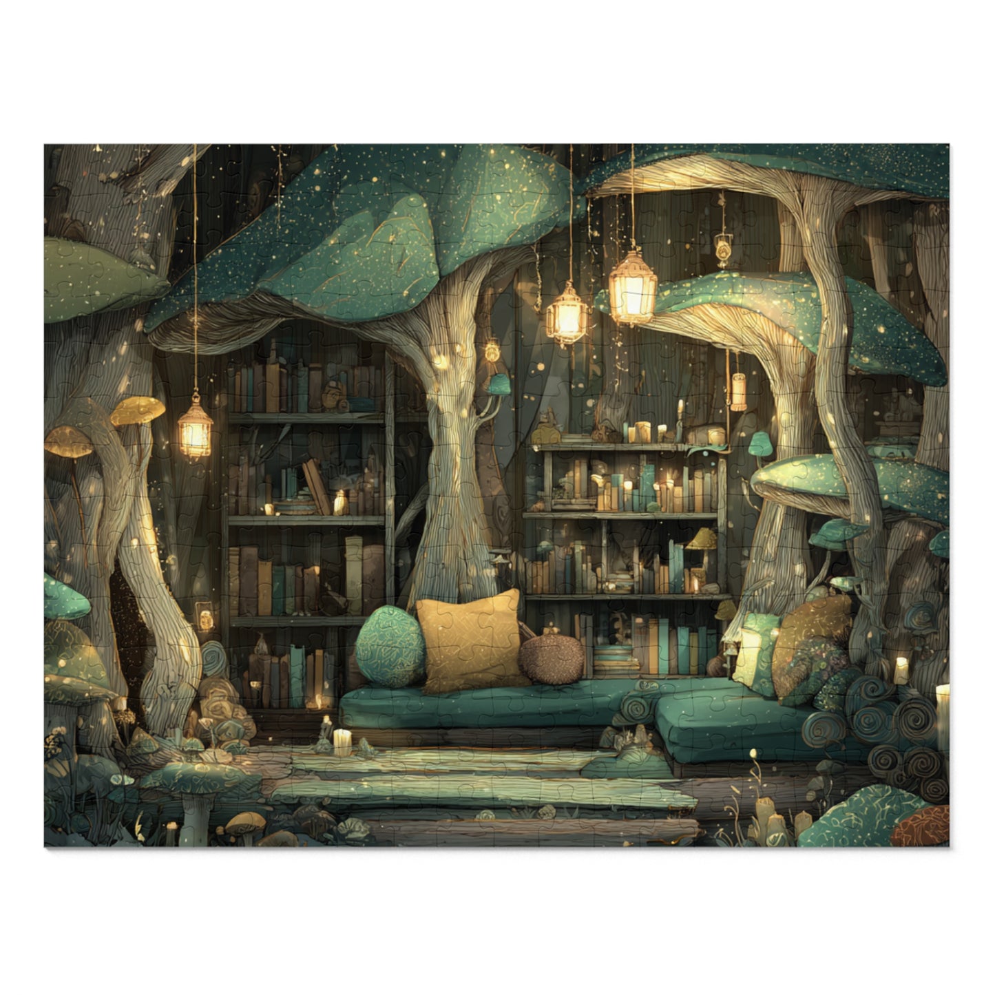 Mystical Mushroom Library Jigsaw Puzzle (with Tin)