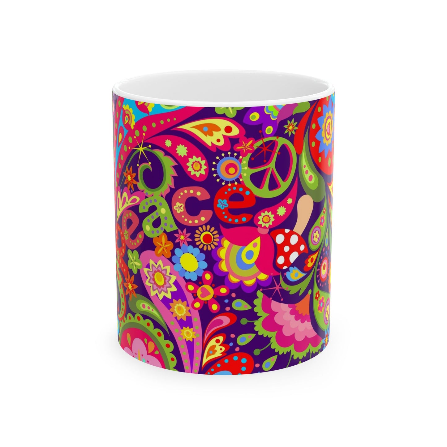 Colorful Peace-Themed Ceramic Mug
