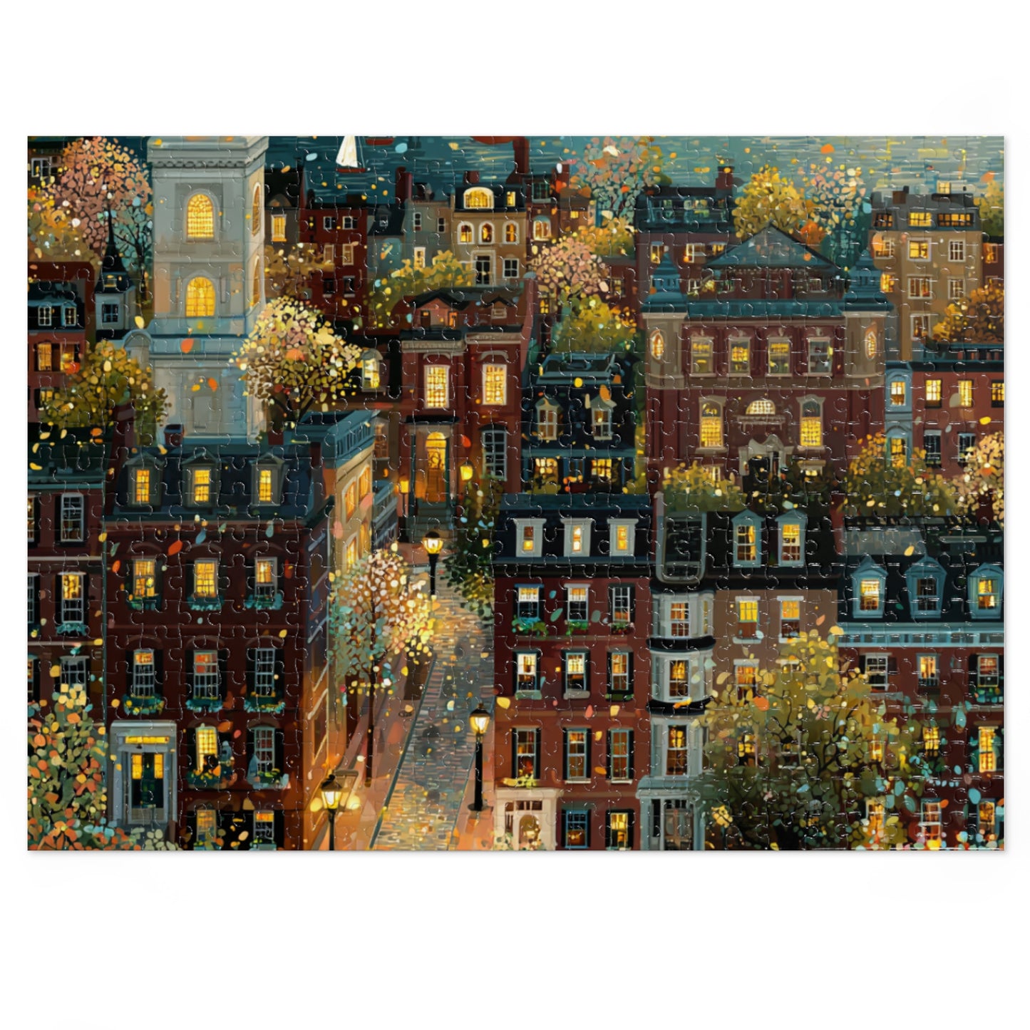 Whimsical Boston Puzzle – A Magical New England Adventure Jigsaw Puzzle with Tin