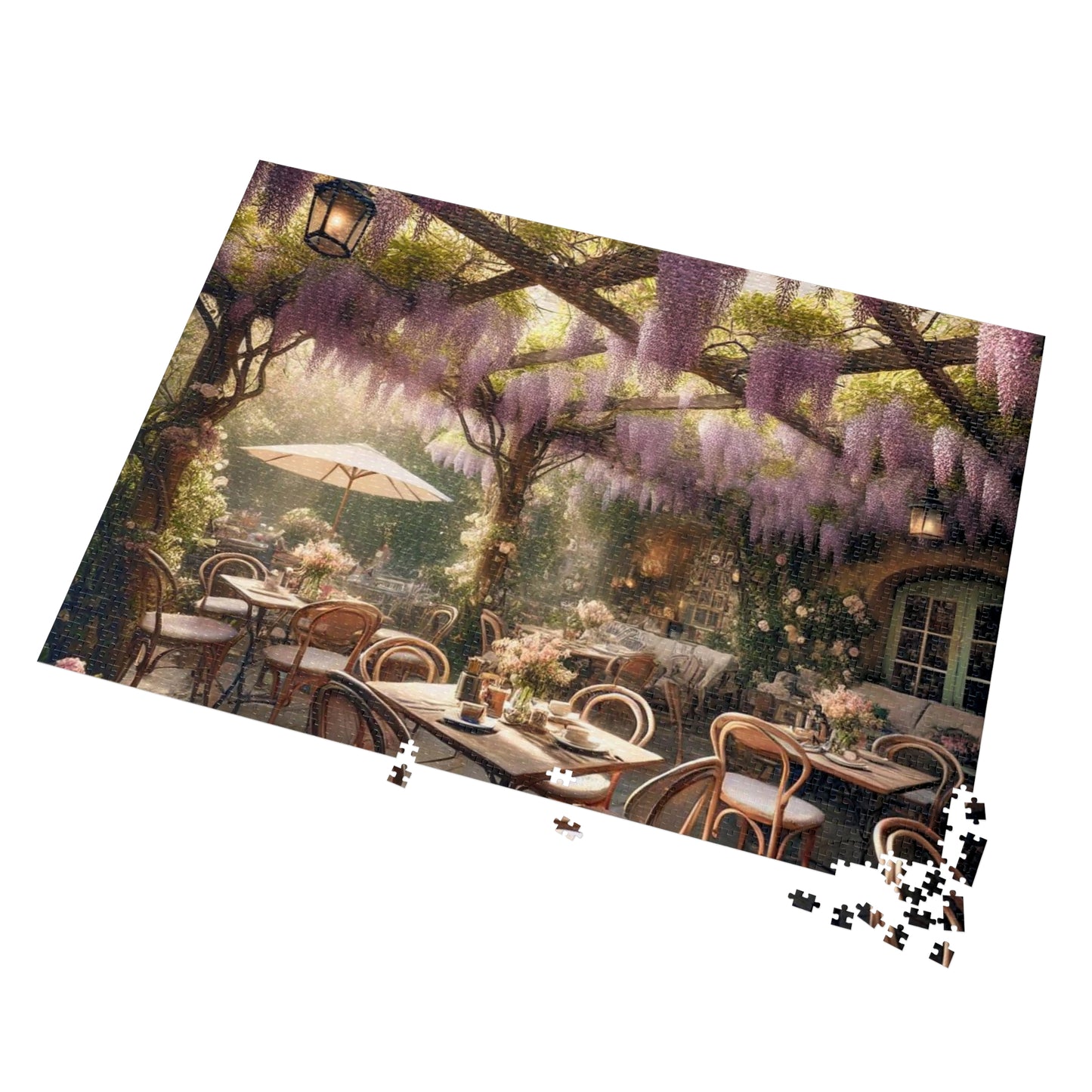 Wisteria Whispers Jigsaw Puzzle – Enchanted Café Scene, Cozy Indoor Activity, Gift for Puzzle Lovers, Relaxing Art Puzzle
