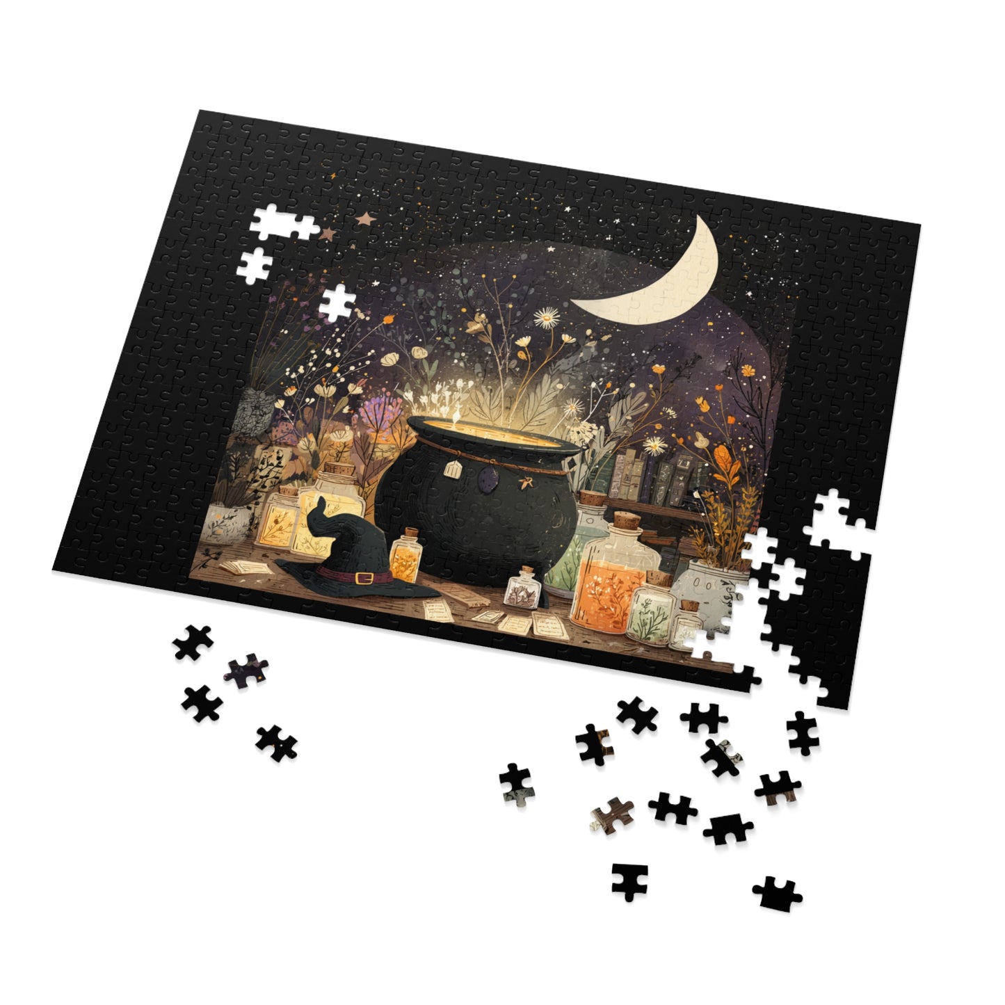 Witchs Magical Cauldron Puzzle with Tin, Bubbling Brews, Enchanted Ingredients & Spellbound Fun, Halloween Puzzle, Witch-Themed Gift