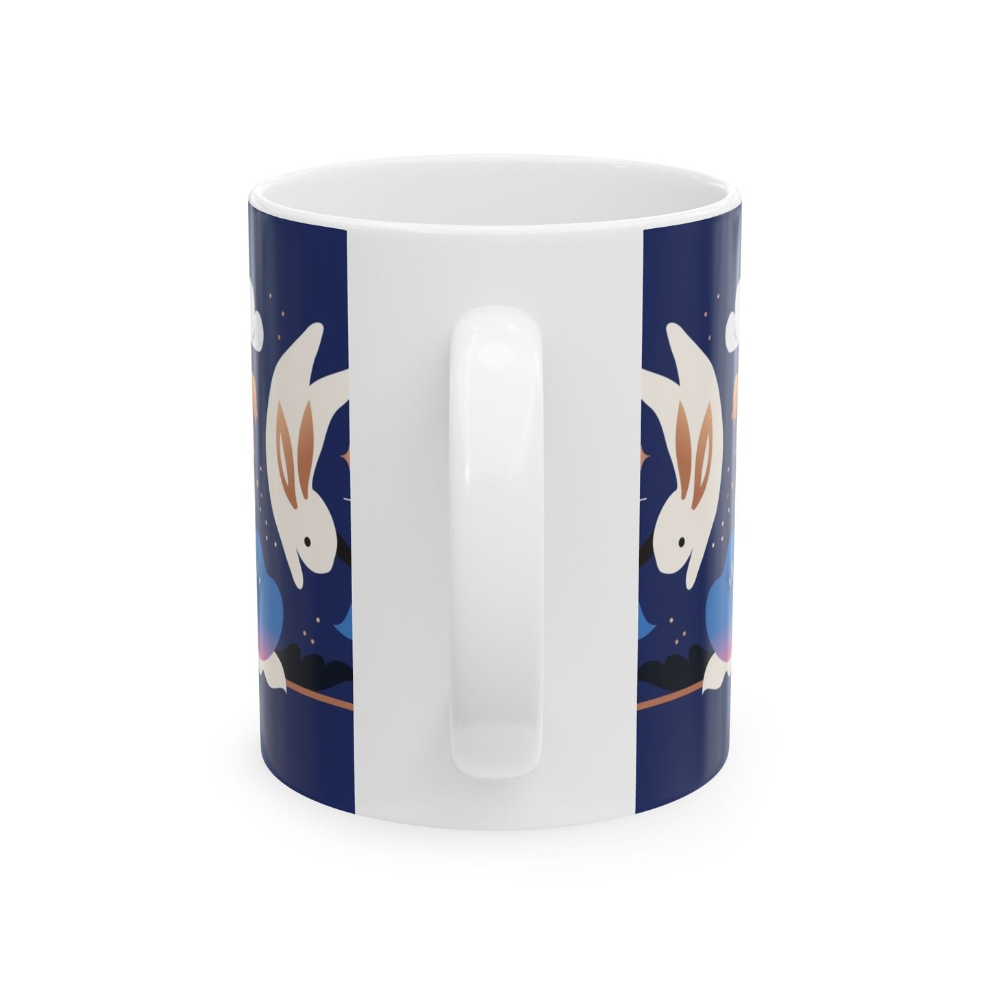 Mid-Autumn Festival Ceramic Mug,  Mid Autumn Festival Mug, Moon Rabbit Coffee Cup, Bunny Tea Mug, Asian Holiday Gift, 11oz & 15oz Mug