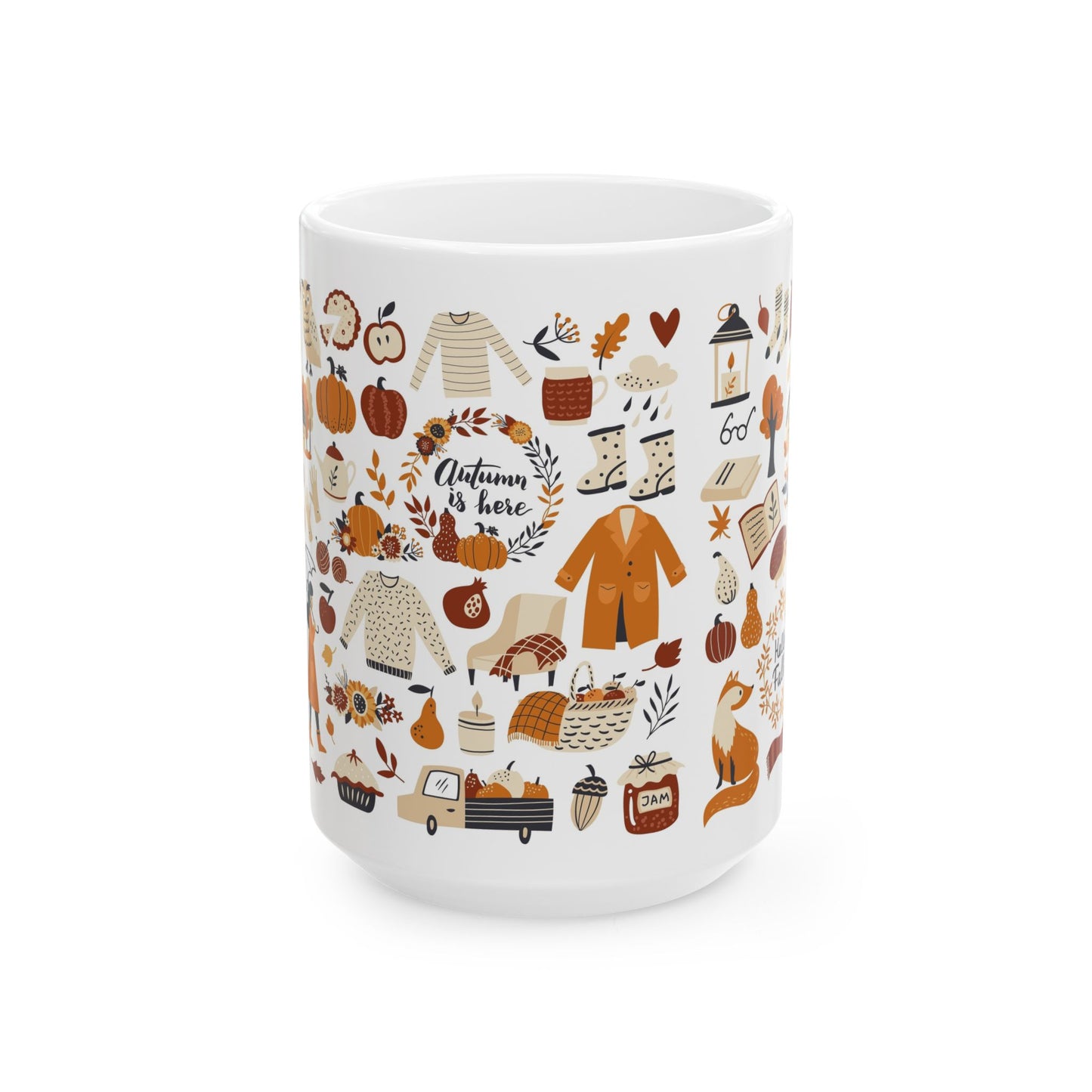 Cozy Autumn Ceramic Mug, Fall Coffee Cup, Pumpkin Spice Gift, Seasonal Kitchen Decor, Cute Fox Design, Perfect For Fall Celebrations