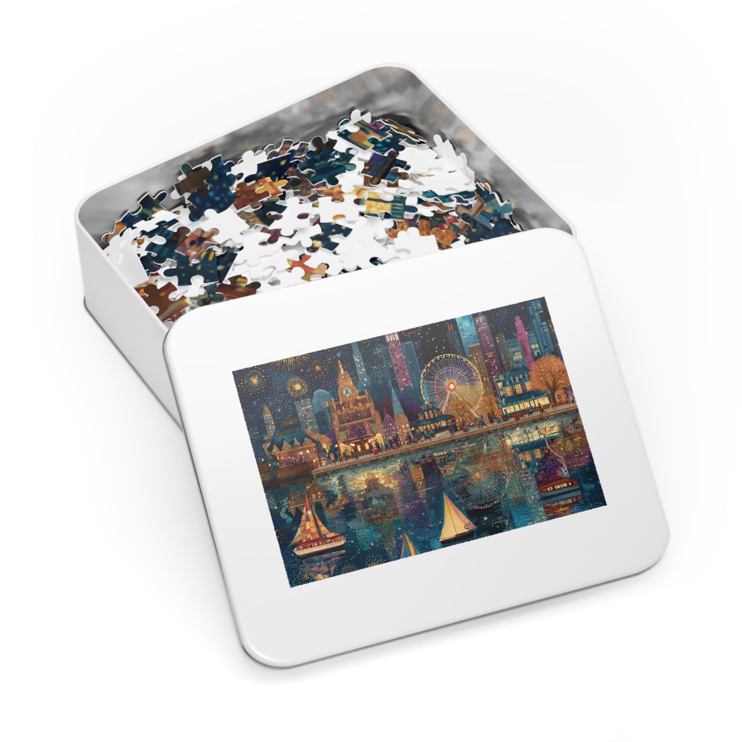 Seattle Skyline Puzzle – A Whimsical Jigsaw Puzzle with Tin