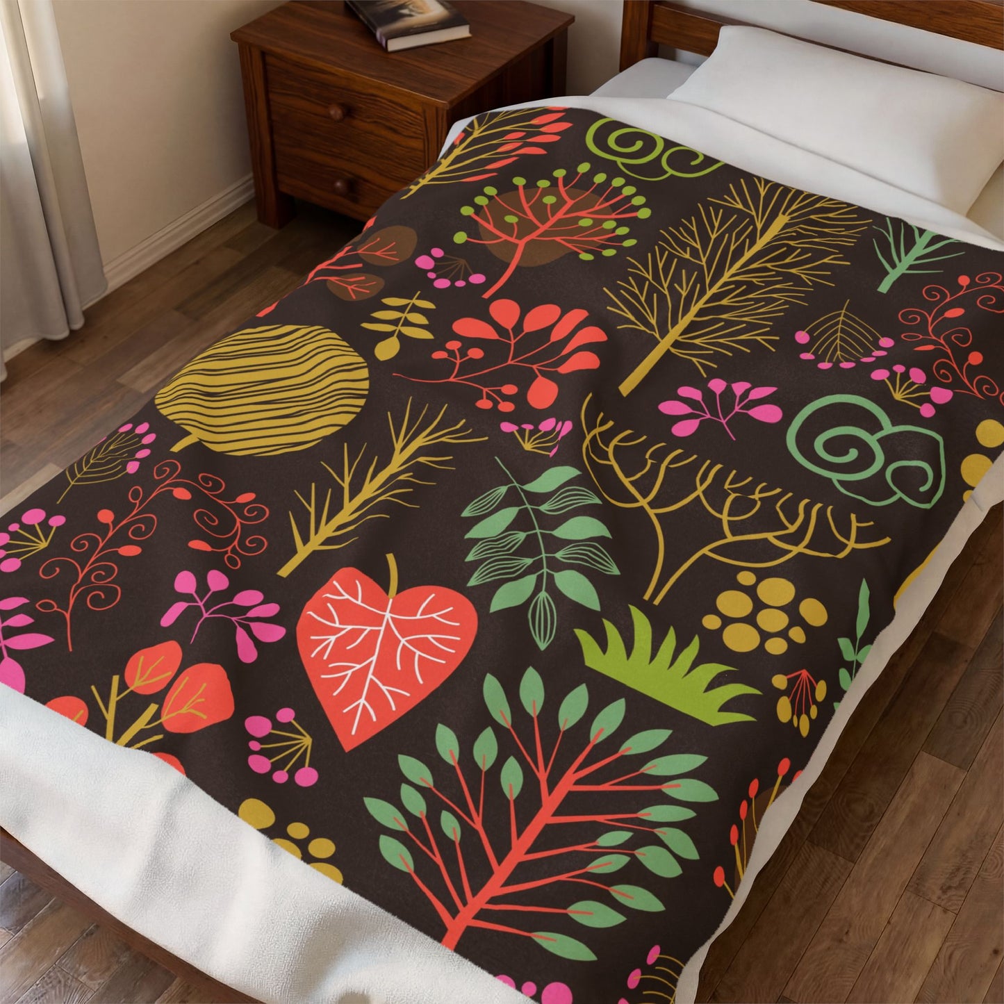 Floral Forest Velveteen Plush Blanket