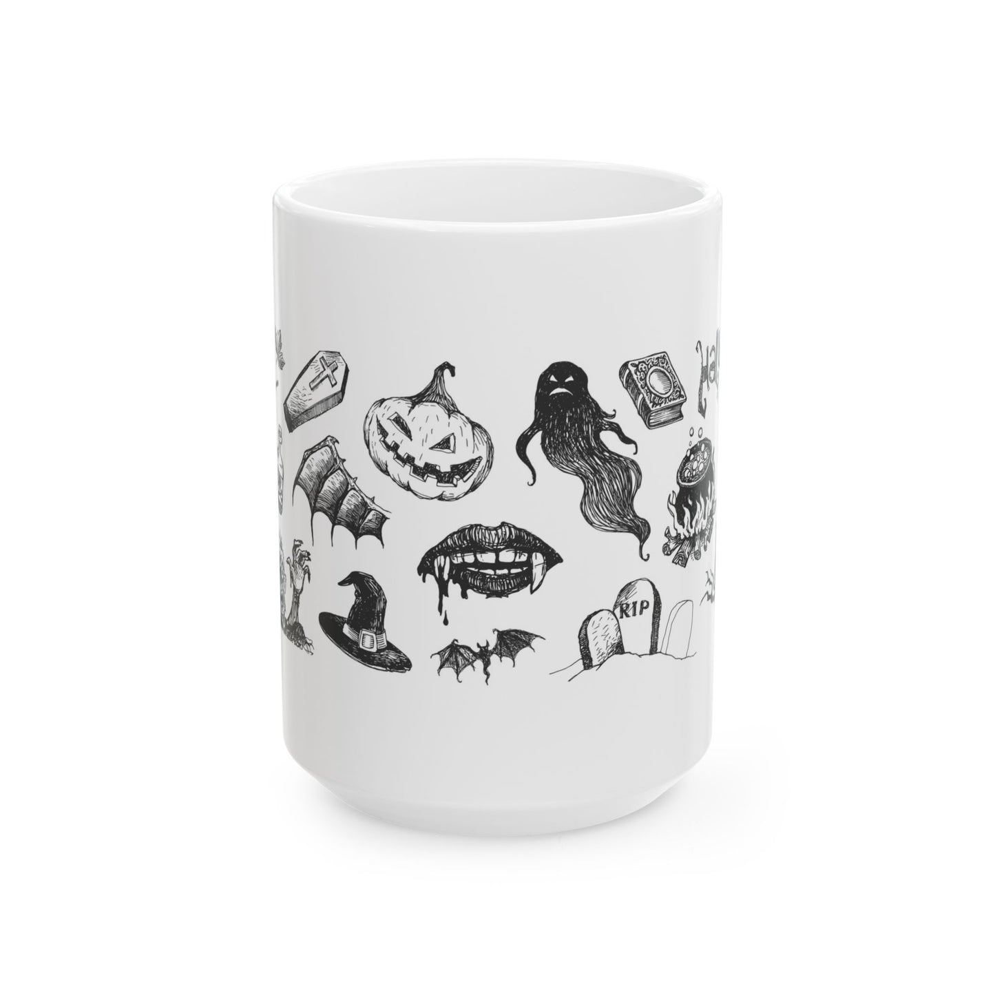 Halloween Ceramic Mug, Spooky Gift, Ghosts & Ghouls, 11oz 15oz, Fall Decor, Unique Halloween Mug