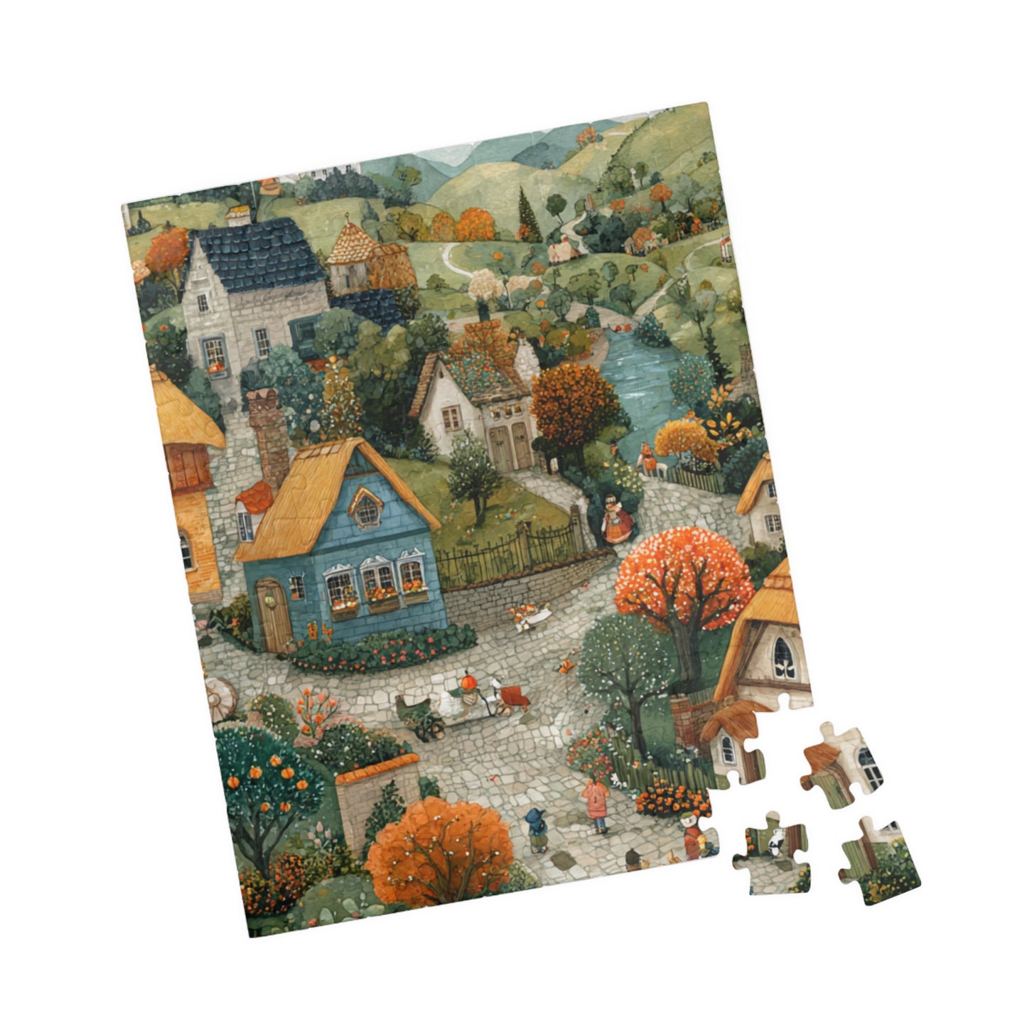 Cozy Village Countryside Jigsaw Puzzle — Autumn Scenic 110/252/520/1014 pc