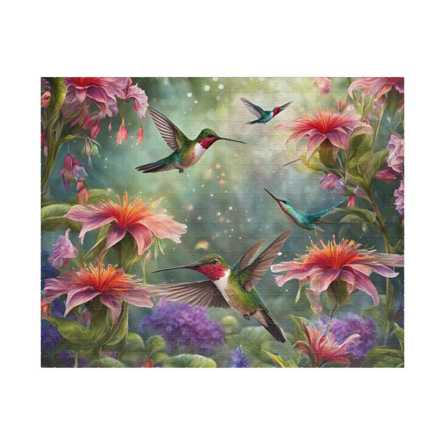 Nature's Harmony Puzzle - Colorful Hummingbirds & Flowers, 110-1014 pieces, Perfect for Family Time, Gifts, and Relaxation