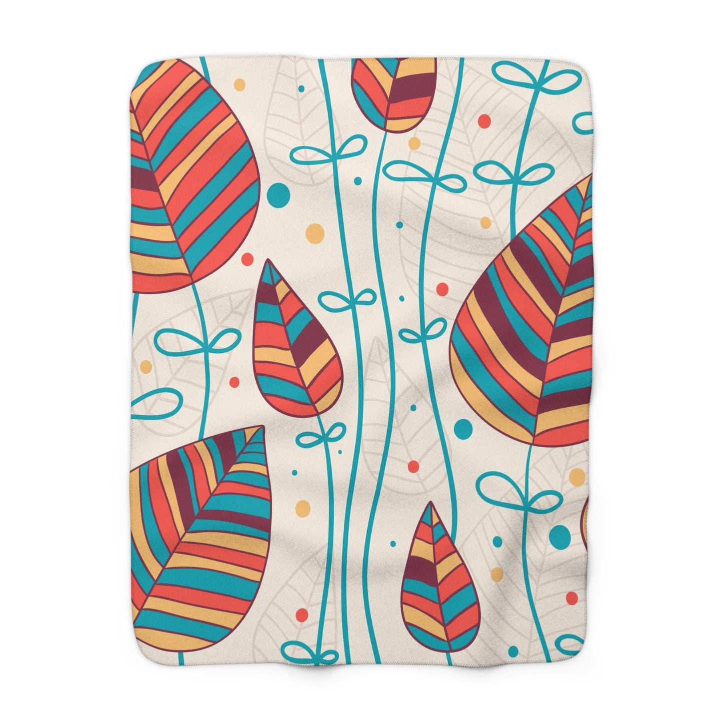 Colorful Leaf Sherpa Blanket | Cozy Fall Throw | Soft Plush Fleece | Warm Autumn Home Decor Gift | Jazz N’ Coffee Puzzles