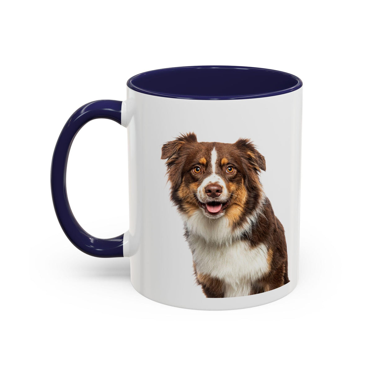 Red Merle Australian Shepherd Mug | Aussie Dog Coffee & Tea Cup | Color Accent Ceramic Gift for Dog Lovers, 11oz and 15oz Mugs
