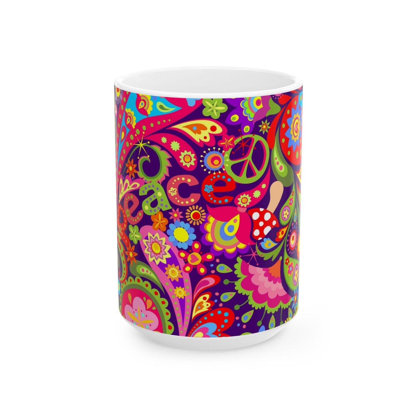 Colorful Peace-Themed Ceramic Mug