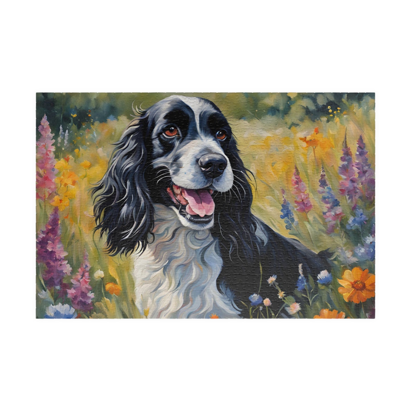 Beautiful Black and White Parti Cocker Spaniel Dog Puzzle - 110, 252, 520, 1014-piece, Perfect Gift for Dog Lovers