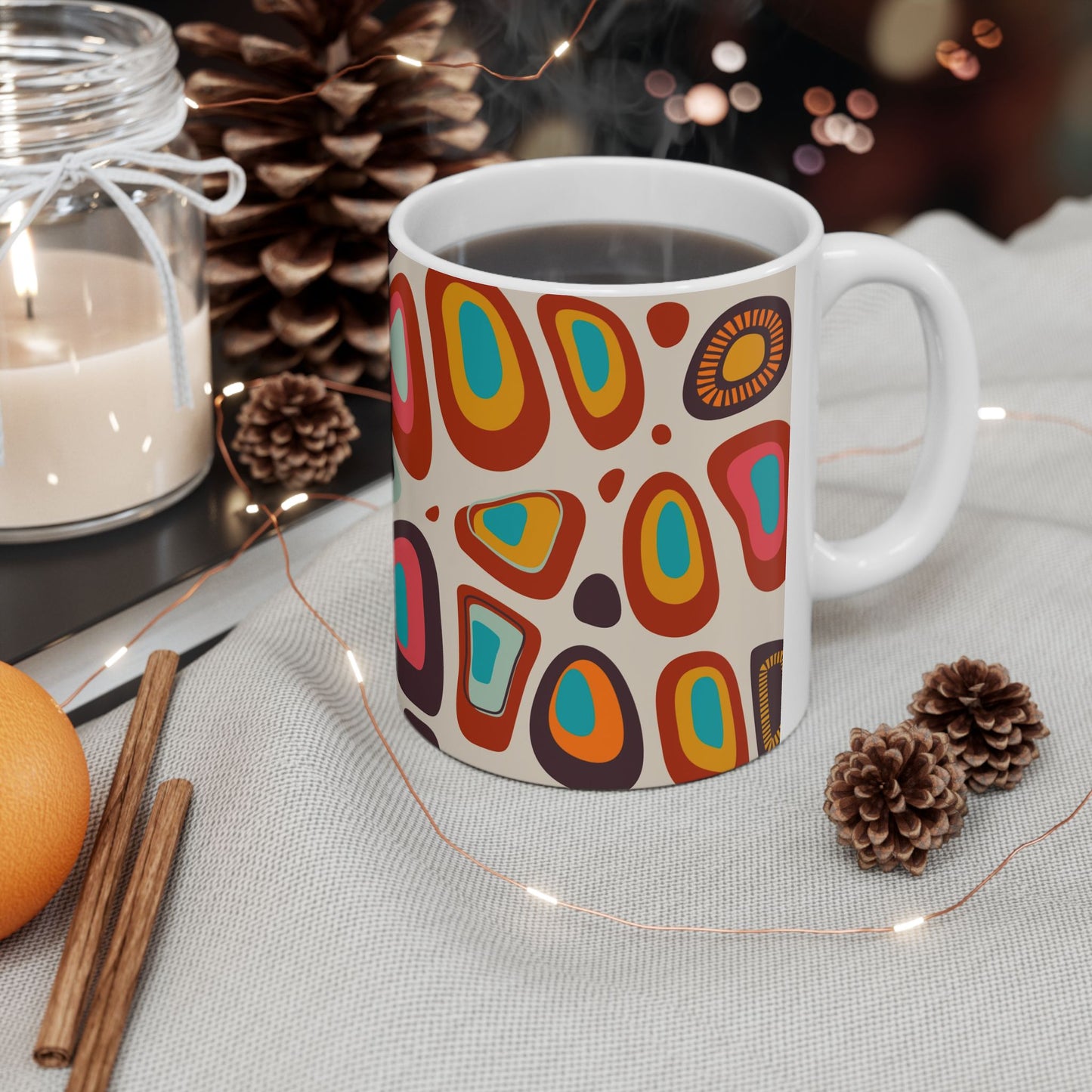 Retro 70s Mug, Groovy Vintage Inspired Coffee Mug, Boho Hippie Aesthetic, Funky Gift, 11oz and 15oz Mug