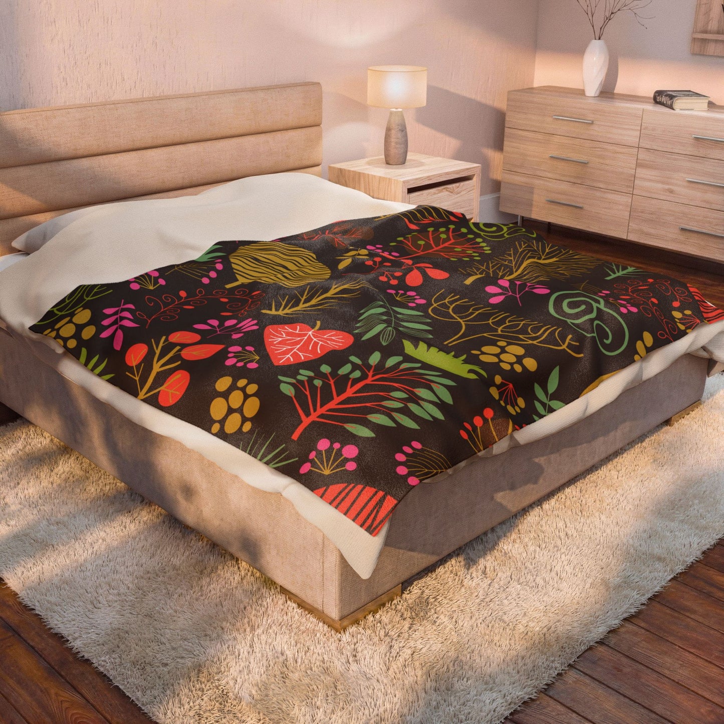 Floral Forest Velveteen Plush Blanket