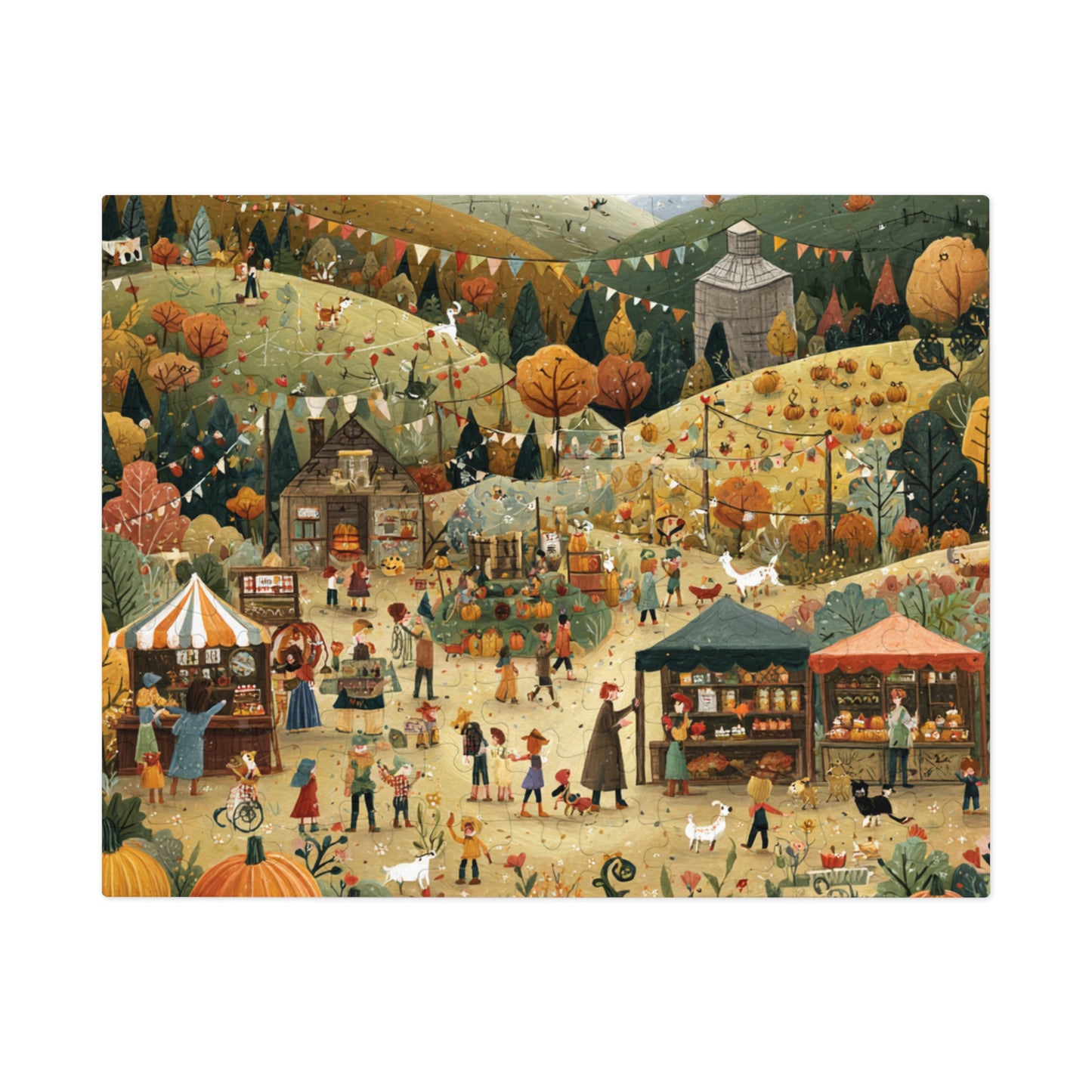 Autumn Harvest Festival Jigsaw Puzzle with Tin – 500-Piece Fall Market Scene