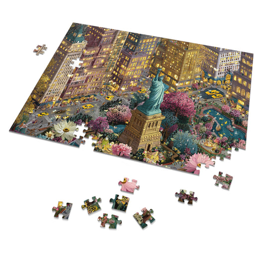 Whimsical New York City Puzzle – A Magical Statue of Liberty Adventure -Jigsaw Puzzle with Tin