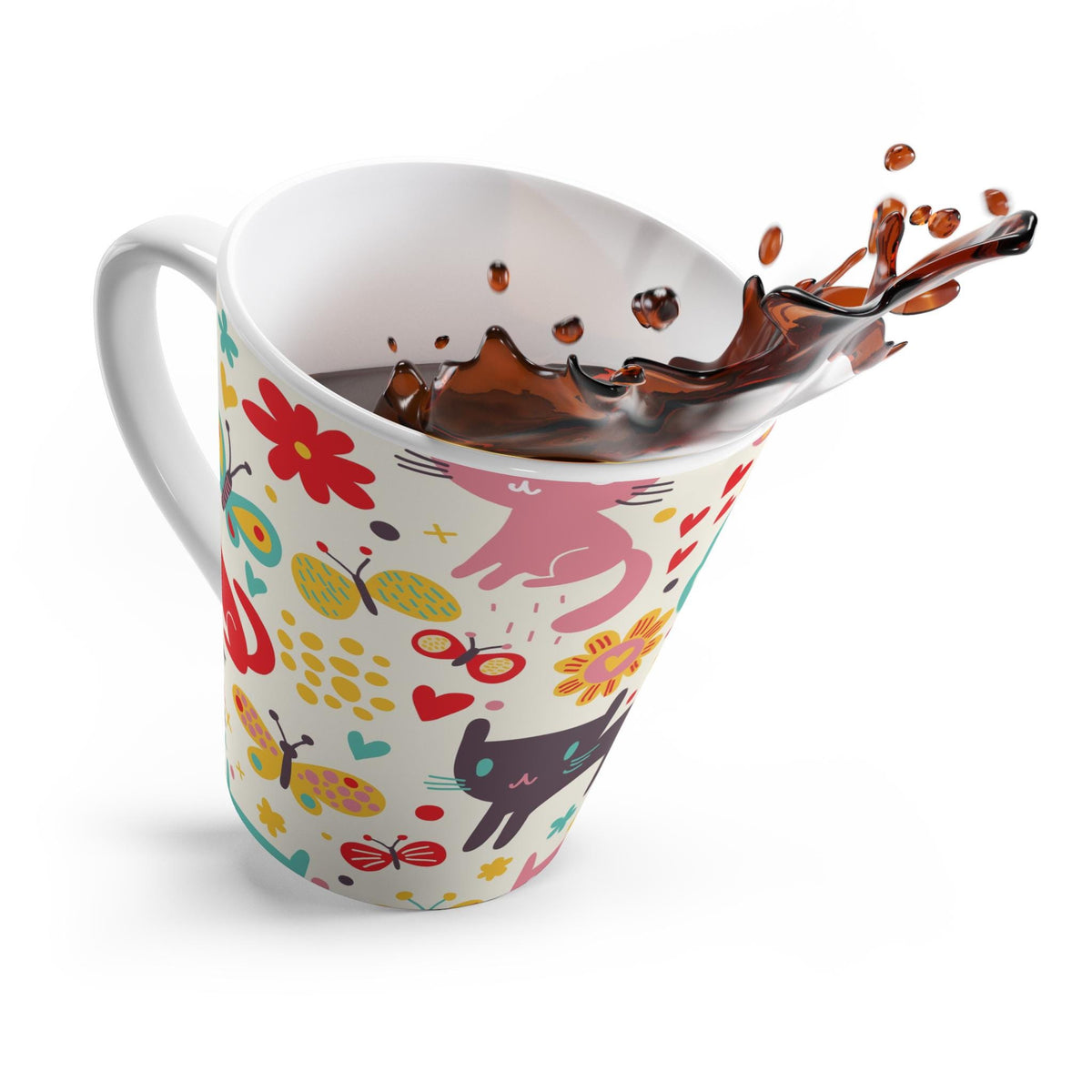 Whimsical Cat Latte Mug - Cute Coffee Cup for Cat Lovers, Charming Gift for Pet Owners, Perfect for Birthdays, Mother's Day, Housewarming